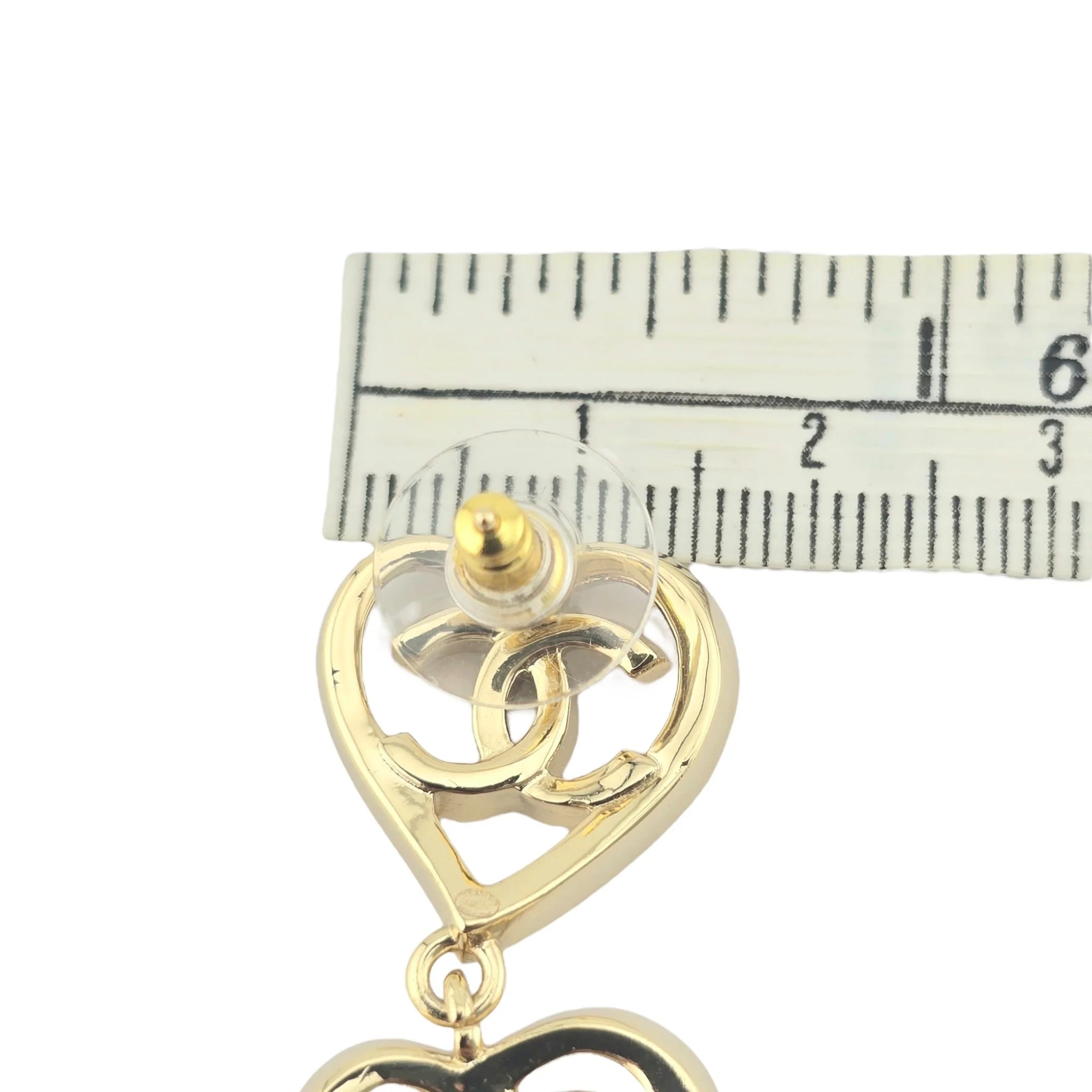 Chanel CC Triple Heart Coco In Love Drop Earrings 2022 CHANEL