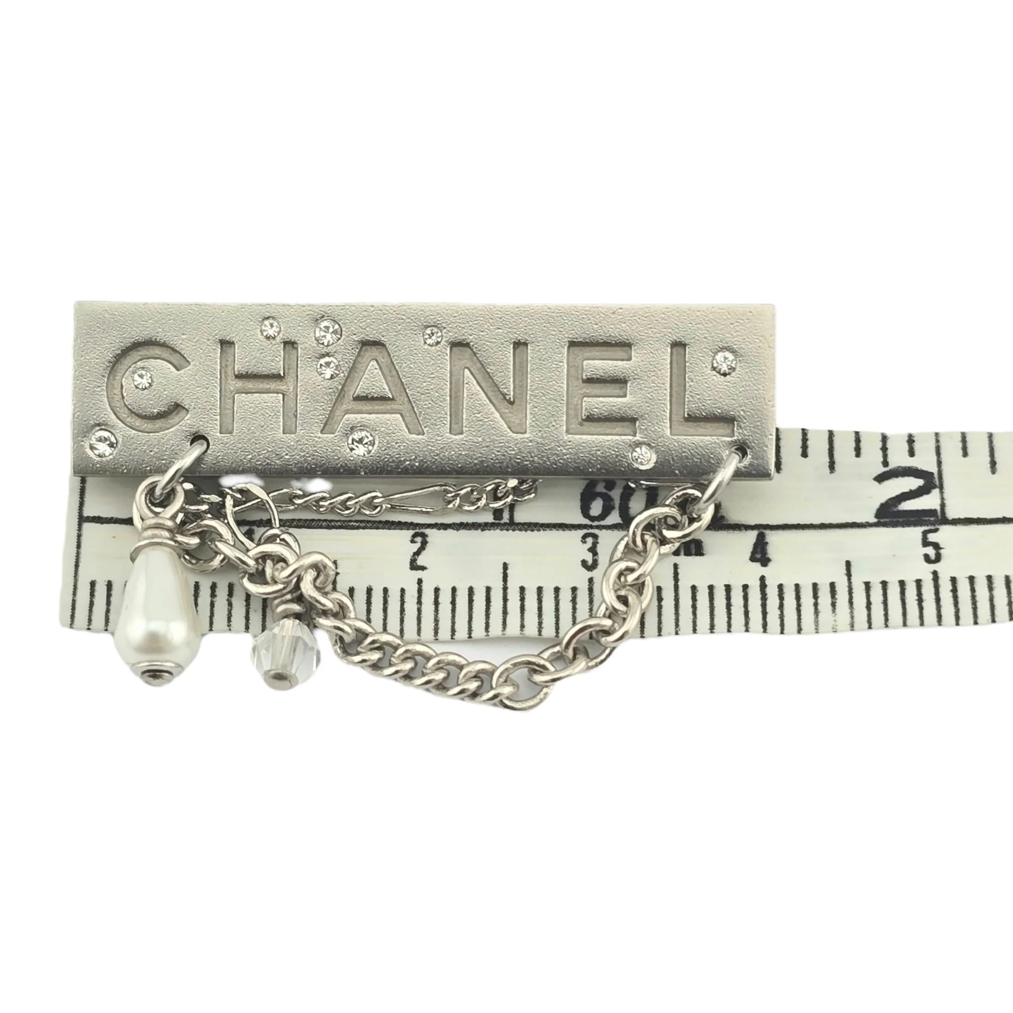 Chanel Silver Crystal Chain Brooch 2021 CHANEL