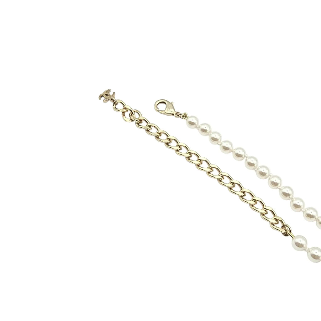 Chanel Faux Pearl & Strass CC Pendant Necklace 2022 BIJOUX HEAVEN