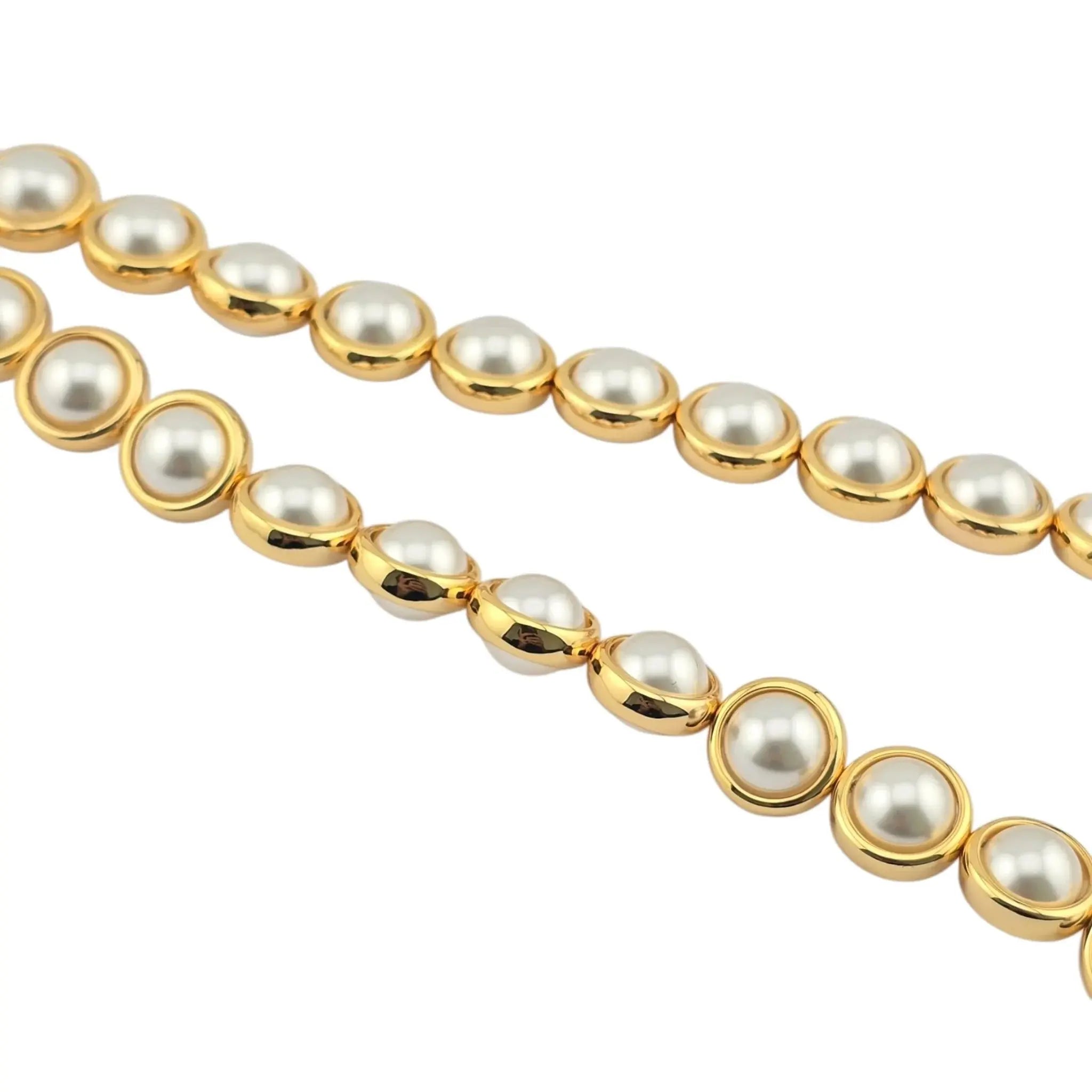 Chanel CC Long Gold Faux Pearl Necklace 2024 CHANEL