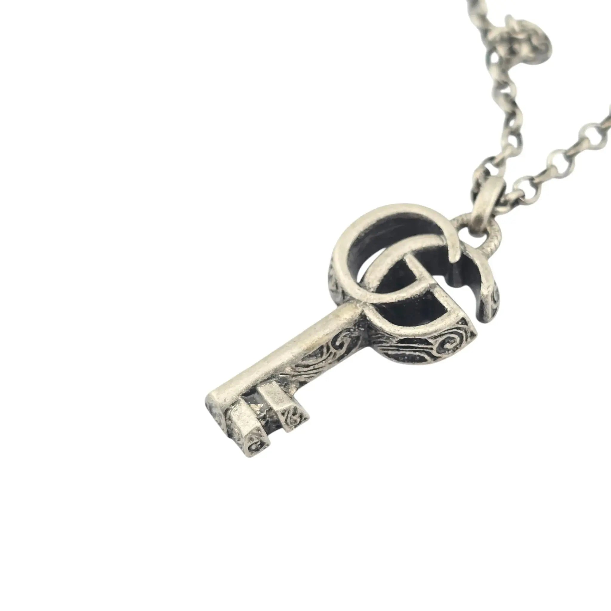 GUCCI GG Double G 925 Sterling Silver Key Necklace GUCCI
