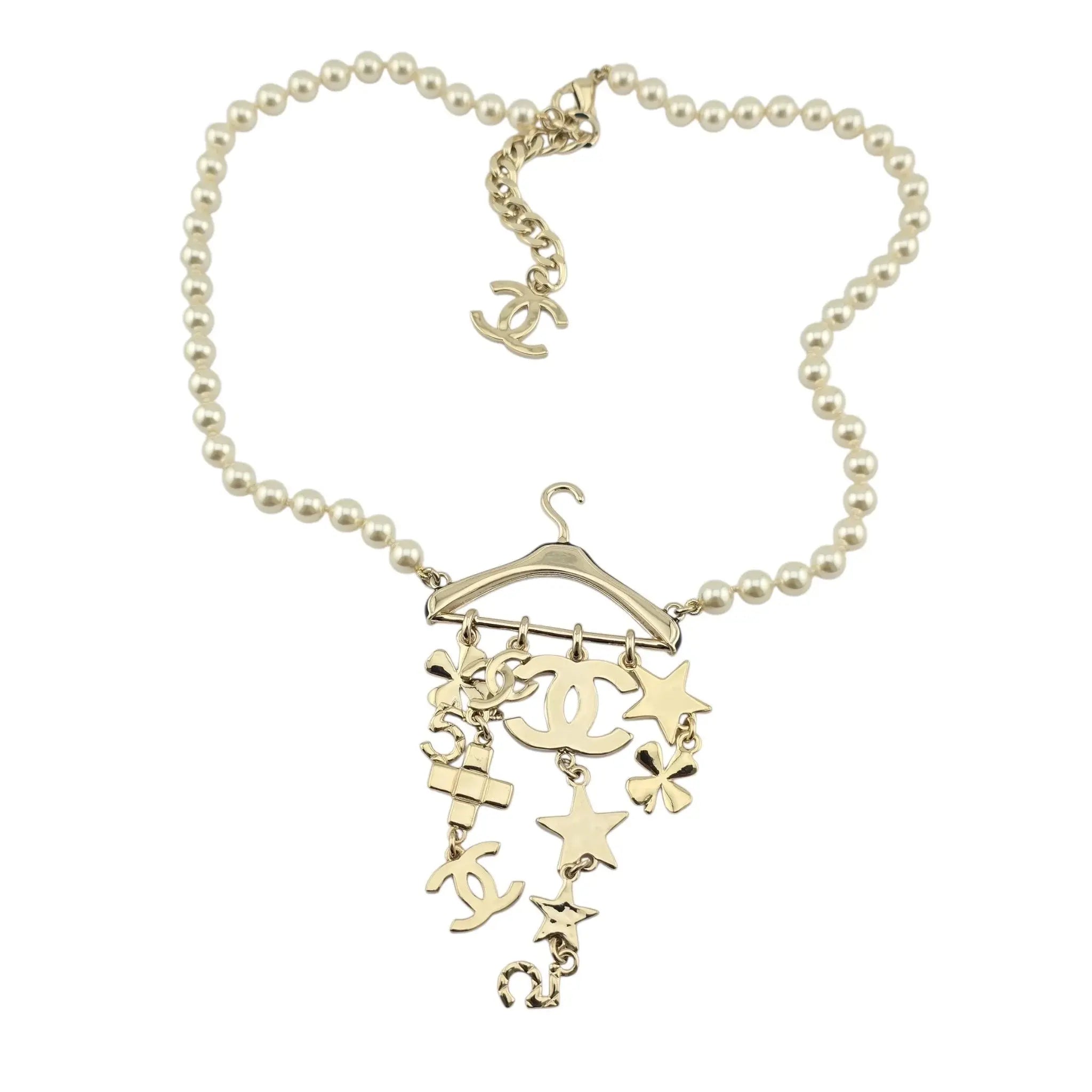 Chanel CC Faux Pearl Hanger Pendant Necklace 2023 CHANEL