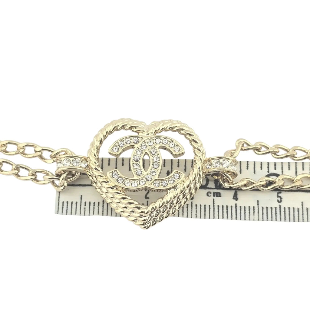 Chanel CC Heart Pendant Choker Necklace B24 CHANEL