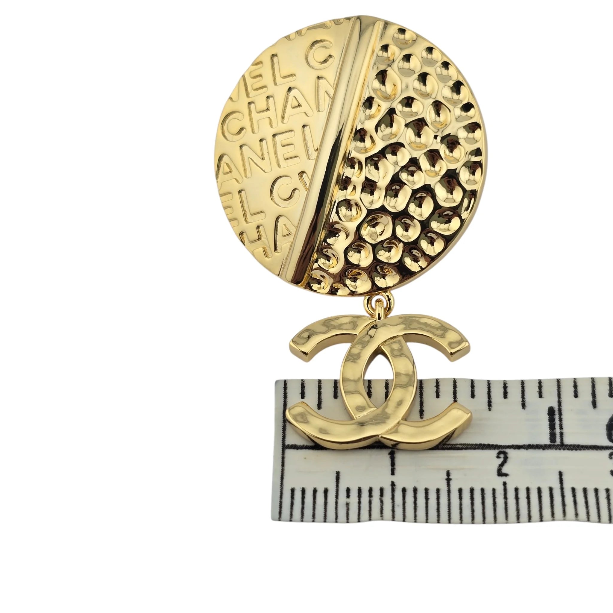Chanel CC Round Gold Drop Earrings 2024 CHANEL