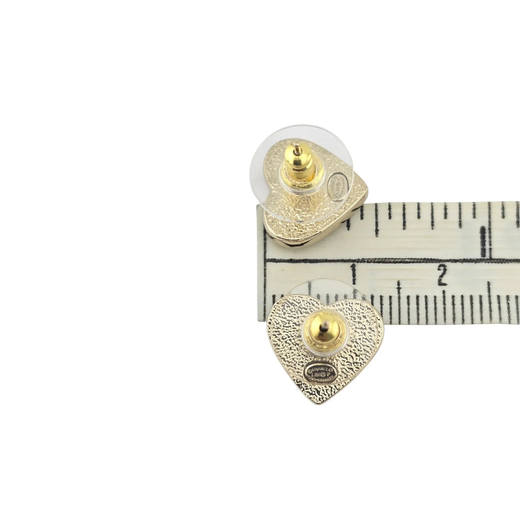 Chanel CC White Enamel Heart Stud 2025 CHANEL