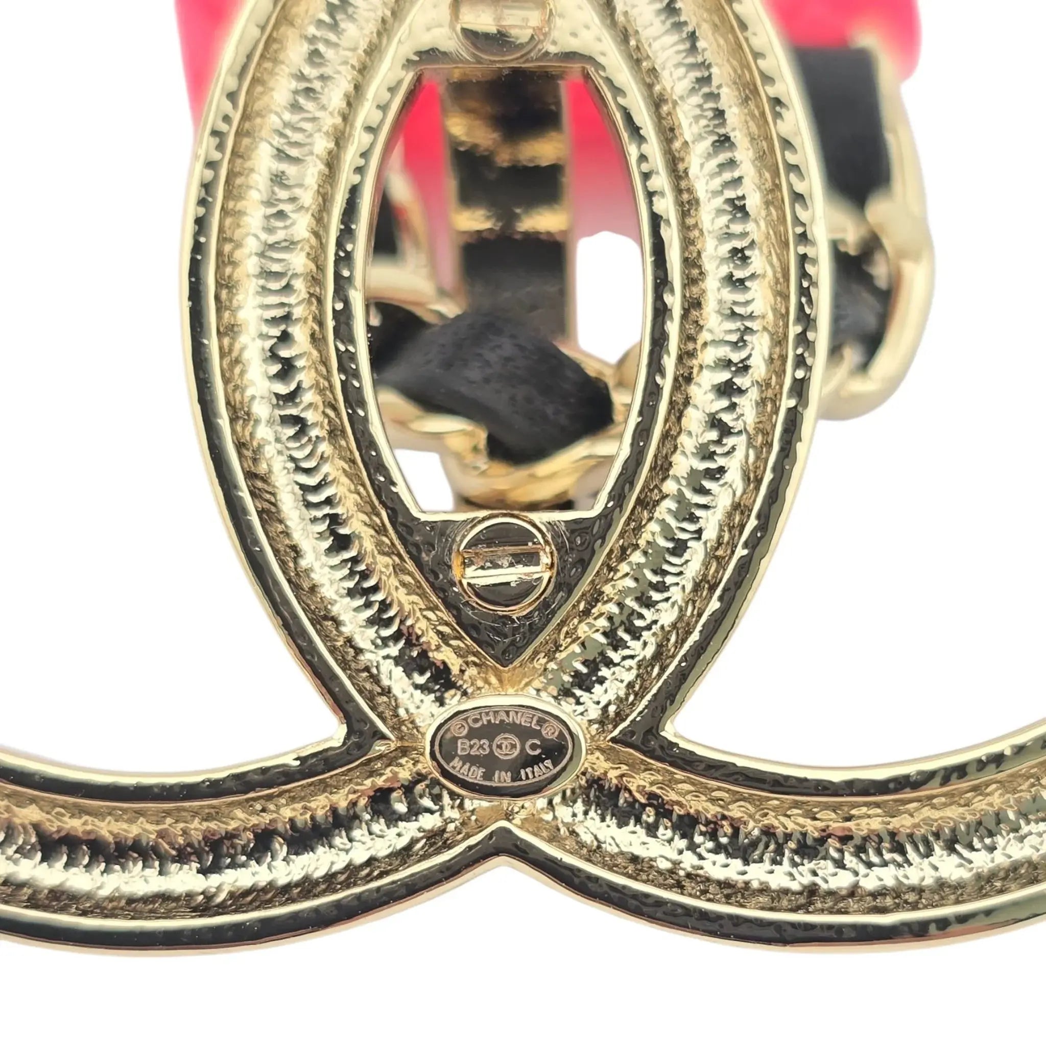 Chanel CC Crystal Resin Flap Bag Brooch Gold Pink 2023 CHANEL