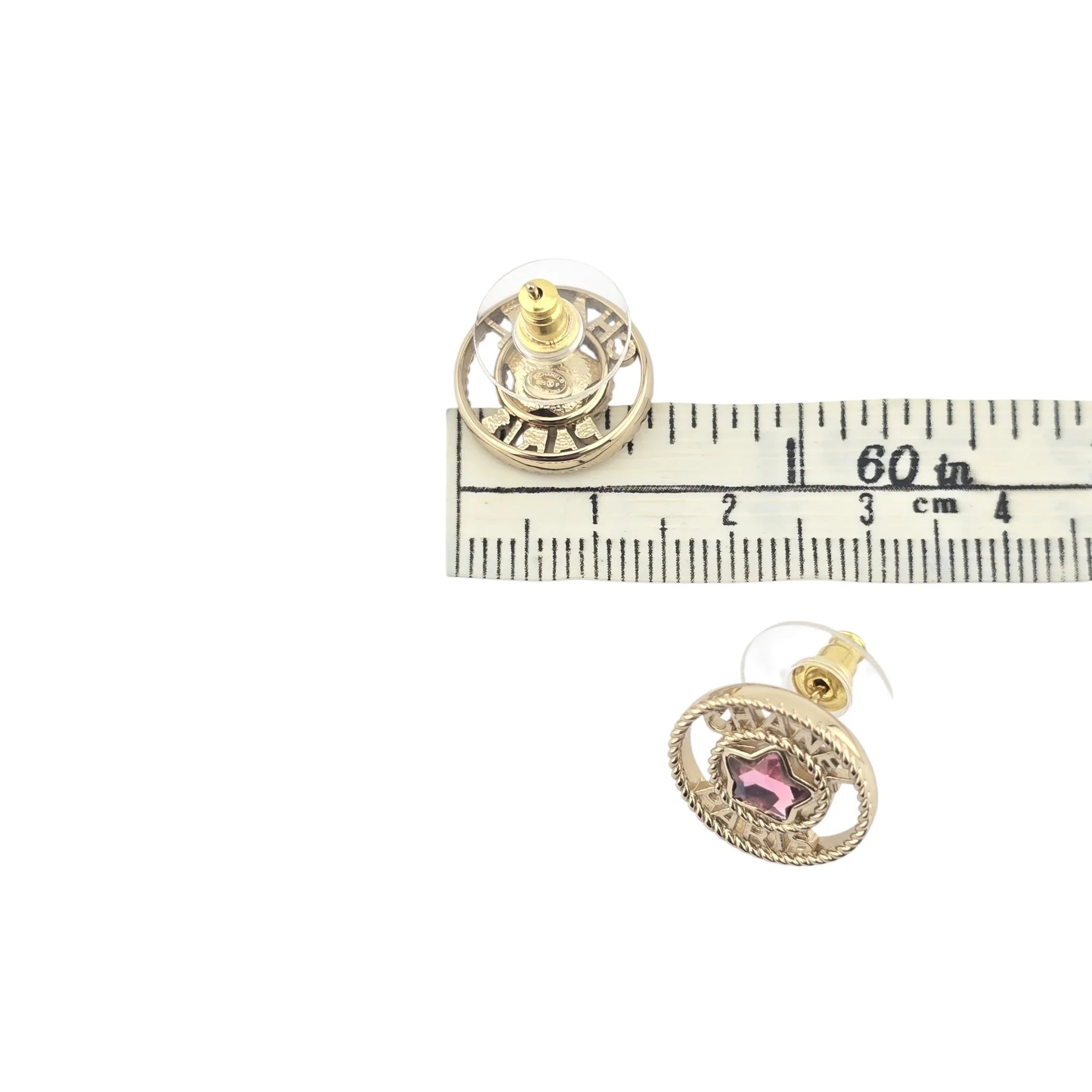 Chanel Round Gold Star Crystal Stud Earrings 2025 CHANEL