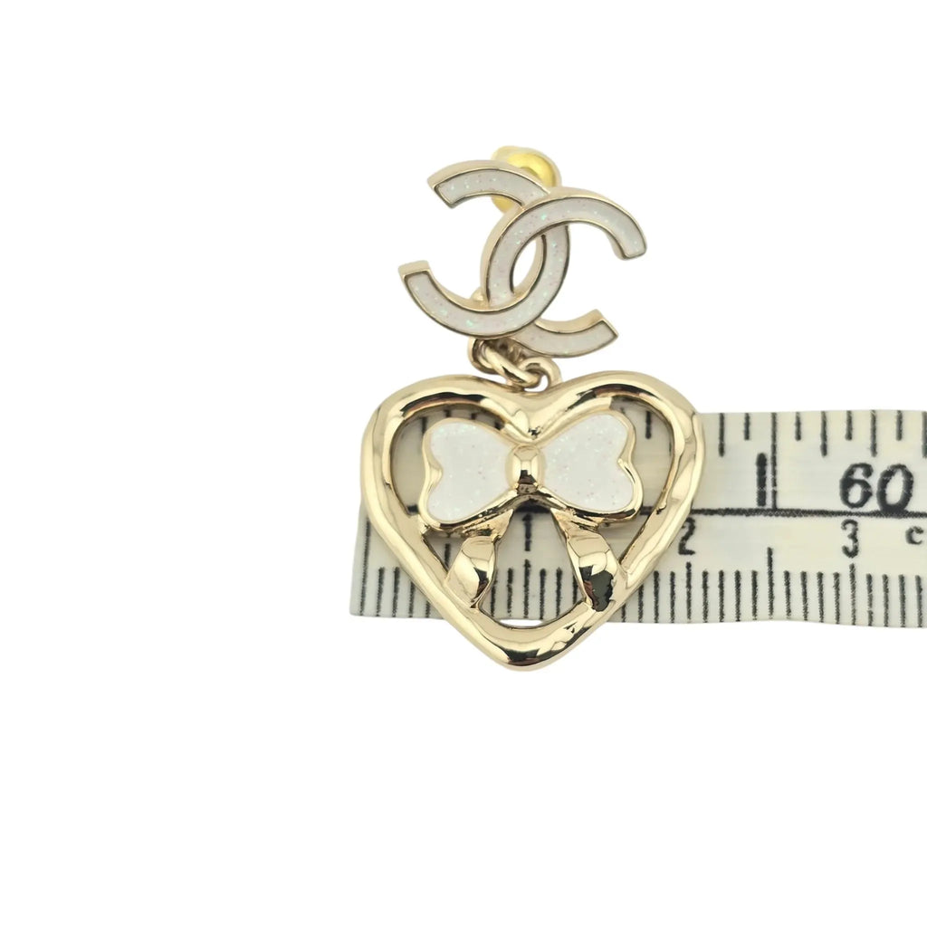 Chanel CC Heart Bow Drop Earrings 2025 CHANEL