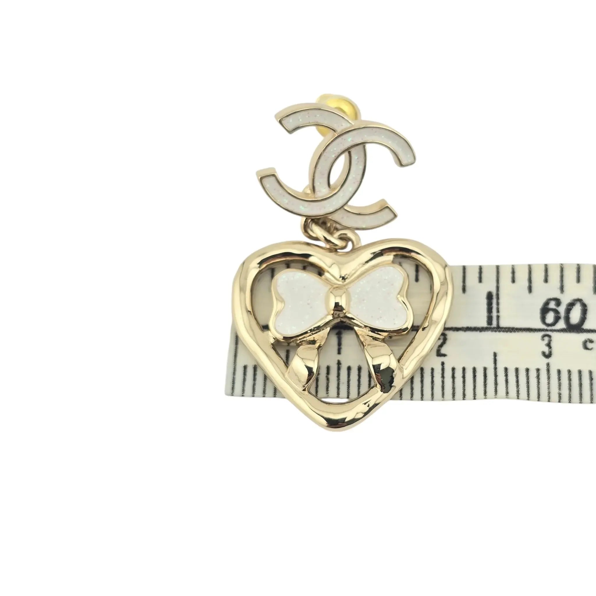 Chanel CC Heart Bow Drop Earrings 2025 CHANEL