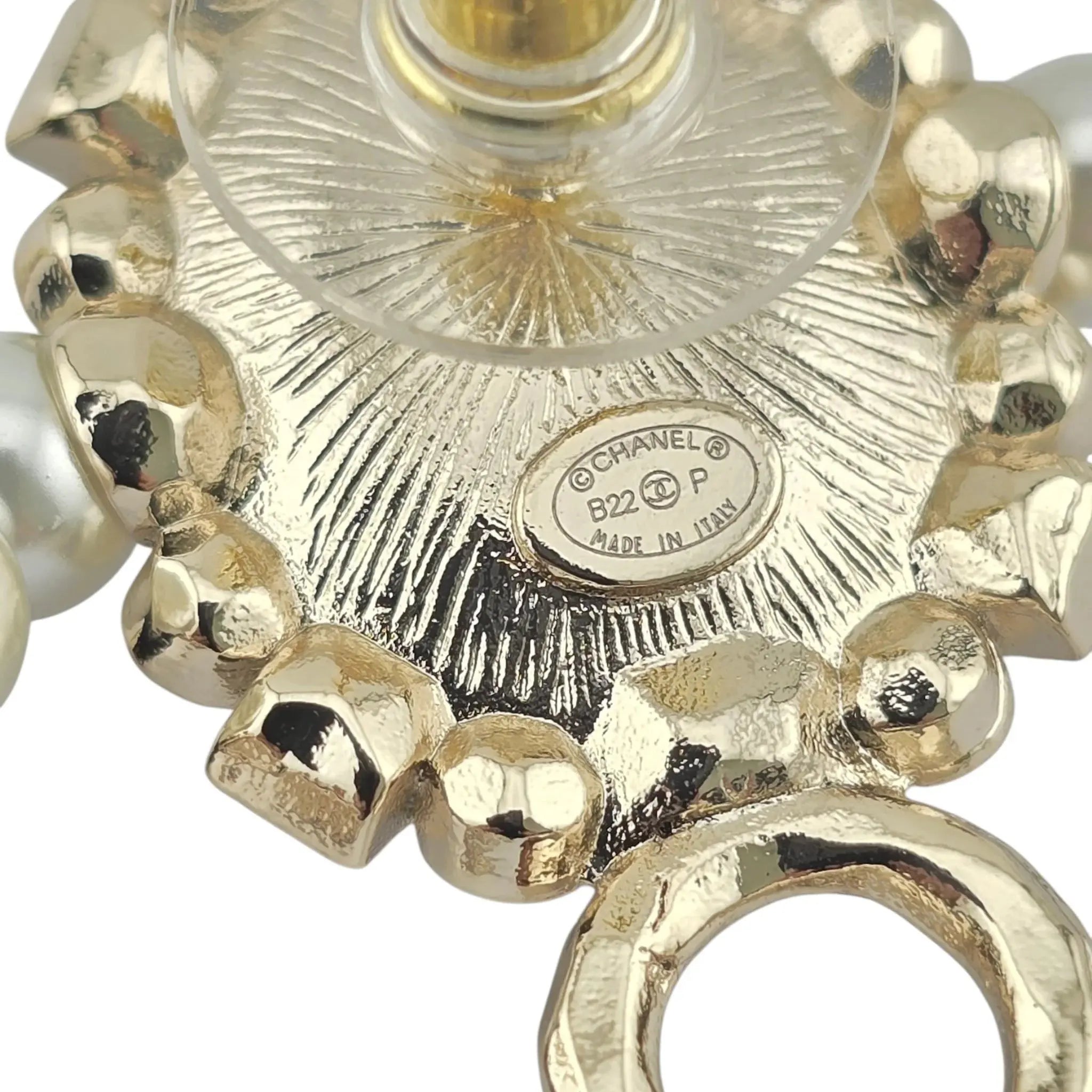 Chanel CC Black Gold Drop Earrings B22 CHANEL