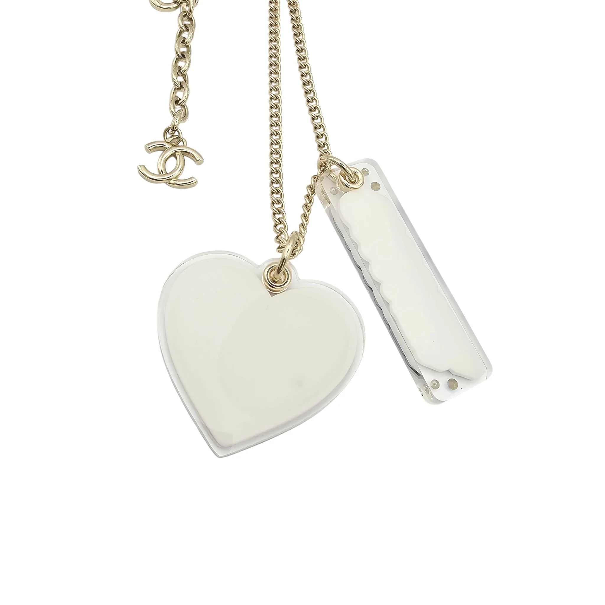 Chanel CC Resin Metal Strass Multi Color Heart Shape Necklace 2024 CHANEL