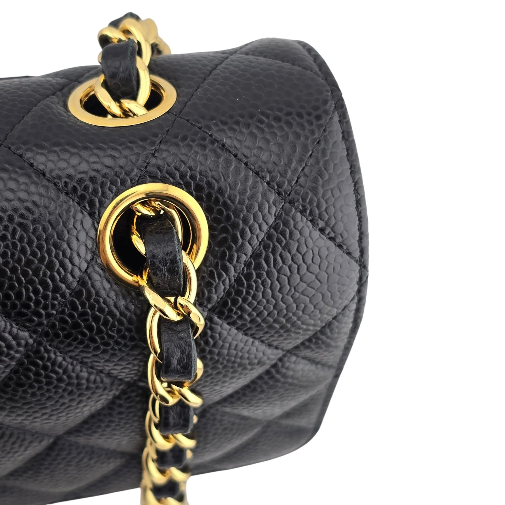 Chanel Medium Classic Flap Caviar Black Gold Hardware CHANEL