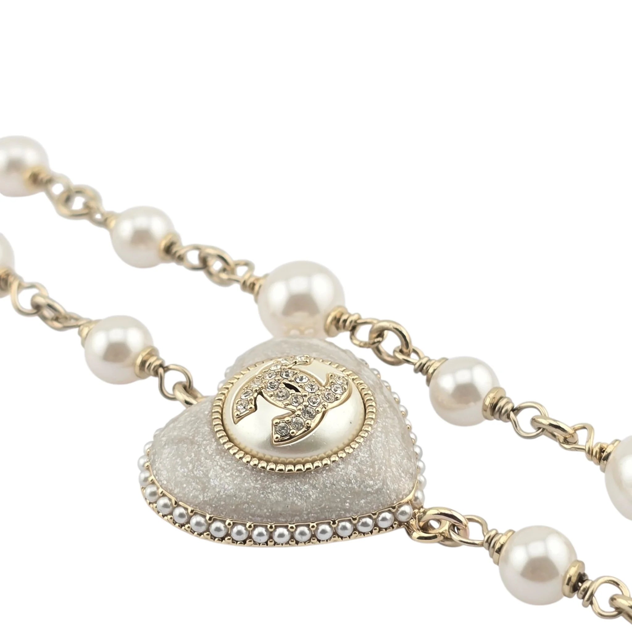 Chanel CC White Heart Long Necklace 2022 CHANEL