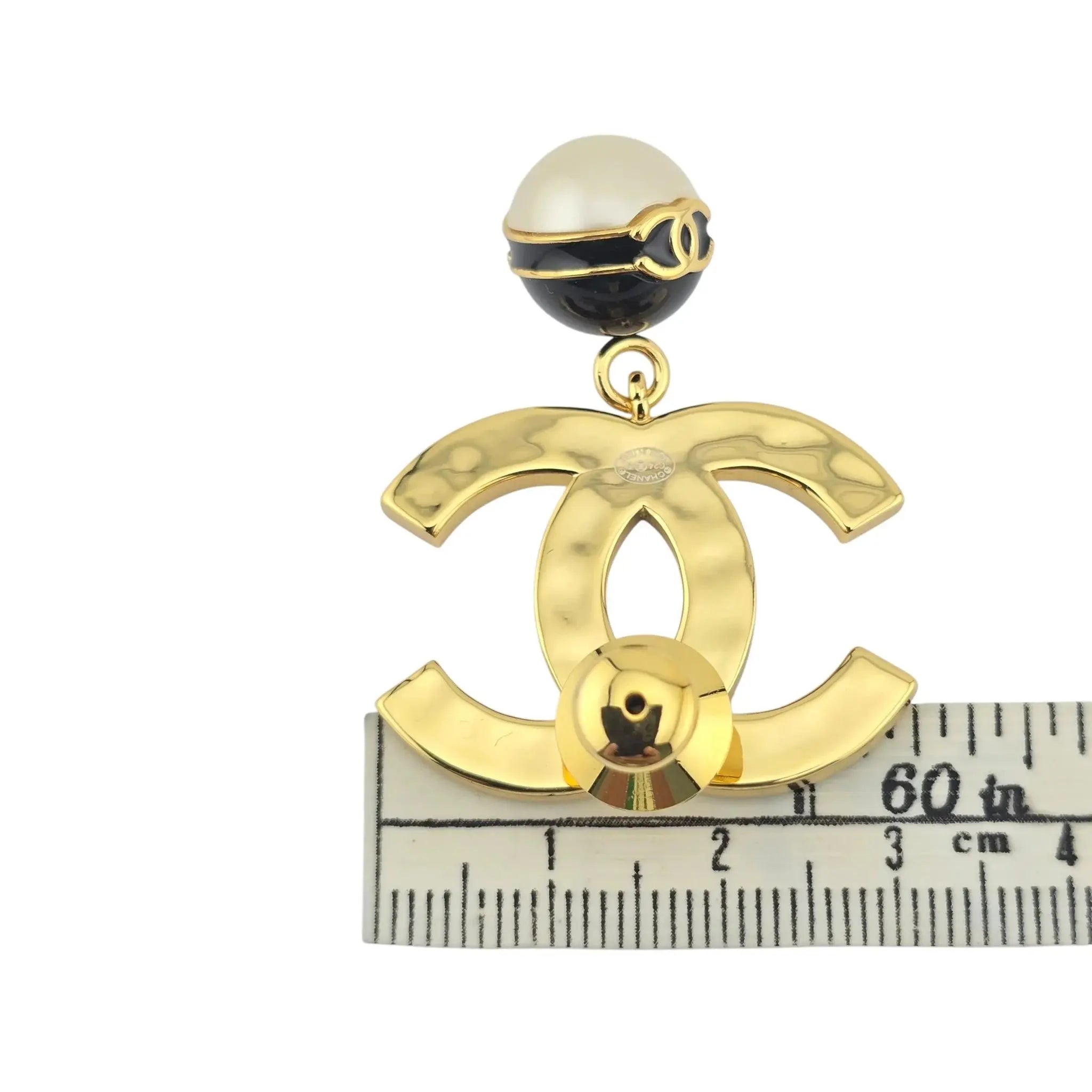 Chanel CC Gold Black White Pin Brooch CHANEL