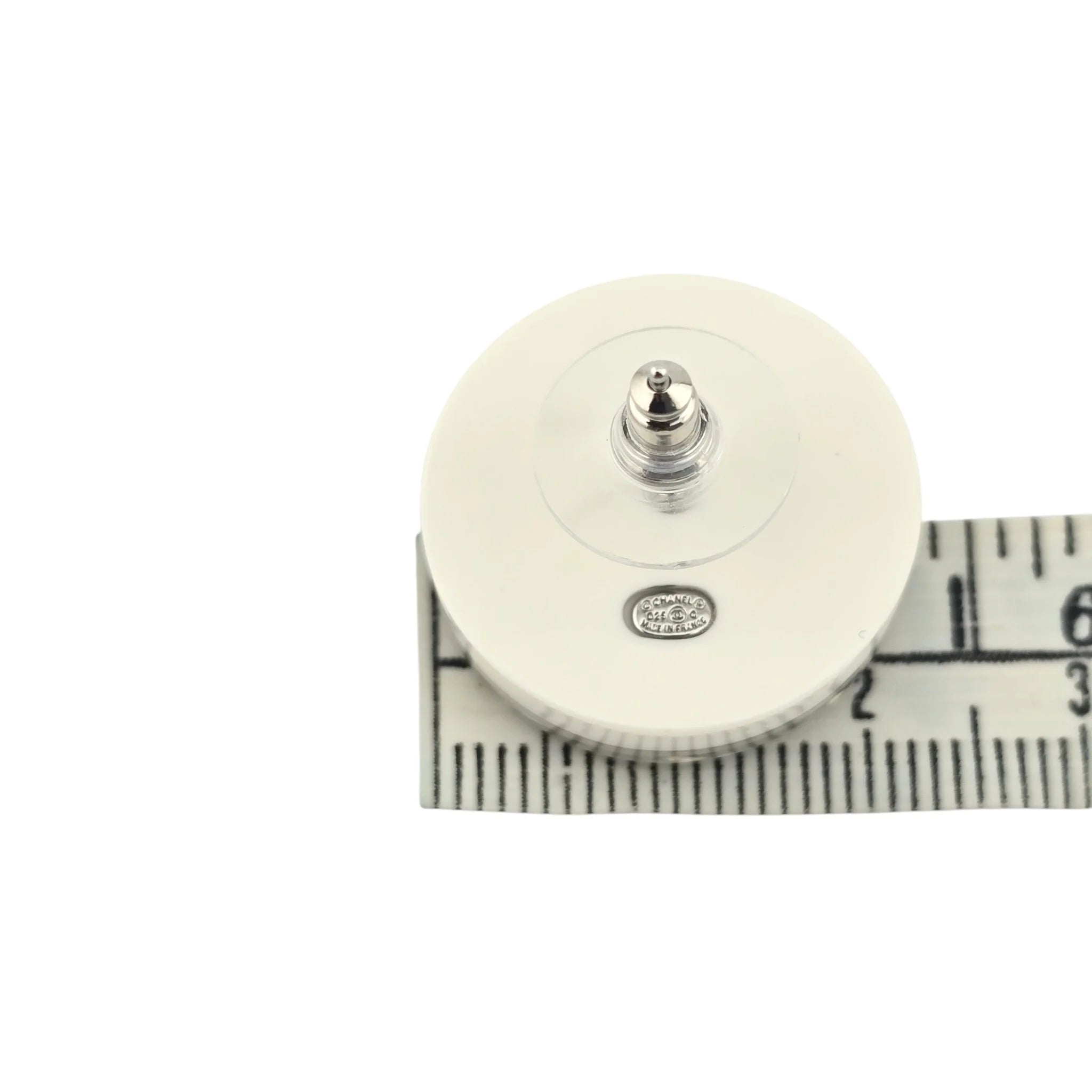 Chanel CC White Resin Round Earrings 2024 CHANEL