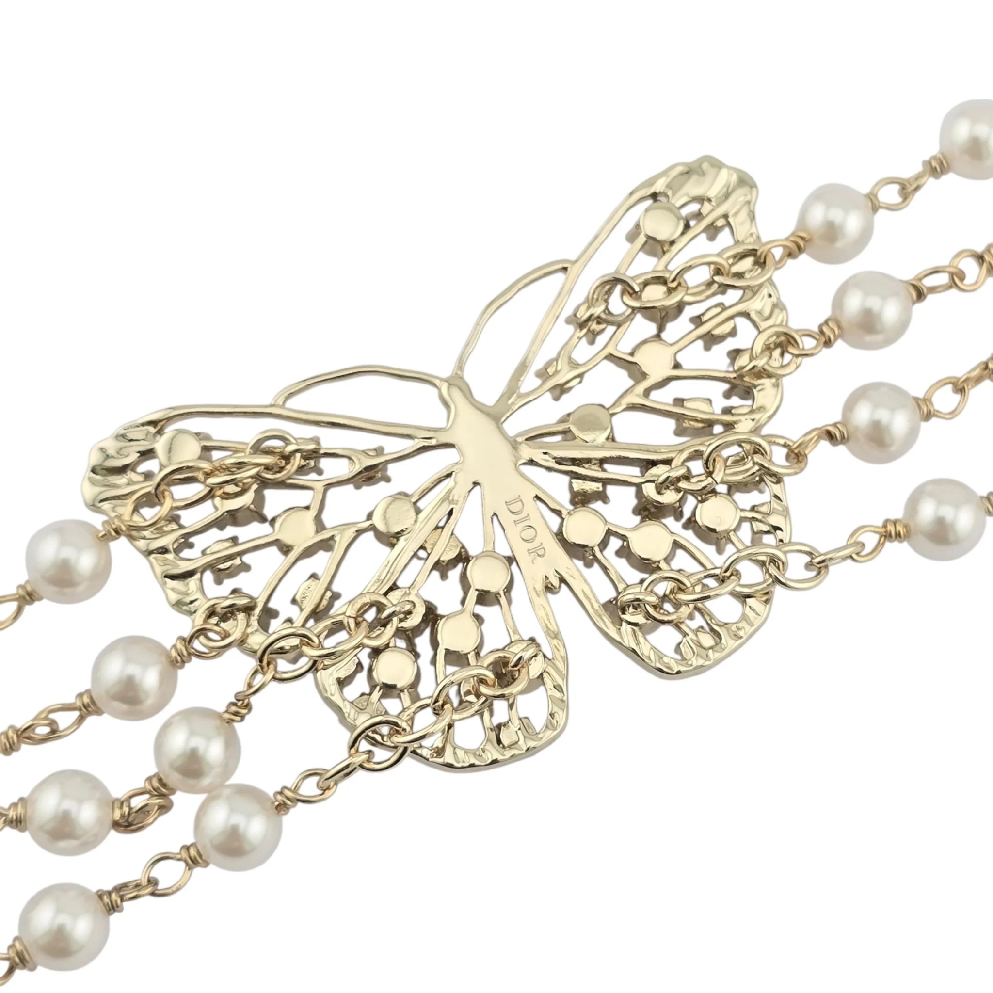 Christian Dior Toile de Jouy Papillon Butterfly Choker Necklace DIOR