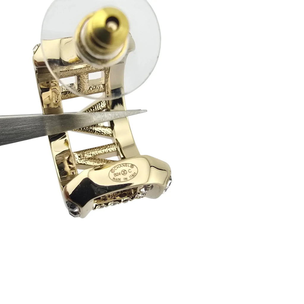 Chanel Logo Hoop Gold Earrings 2024 CHANEL