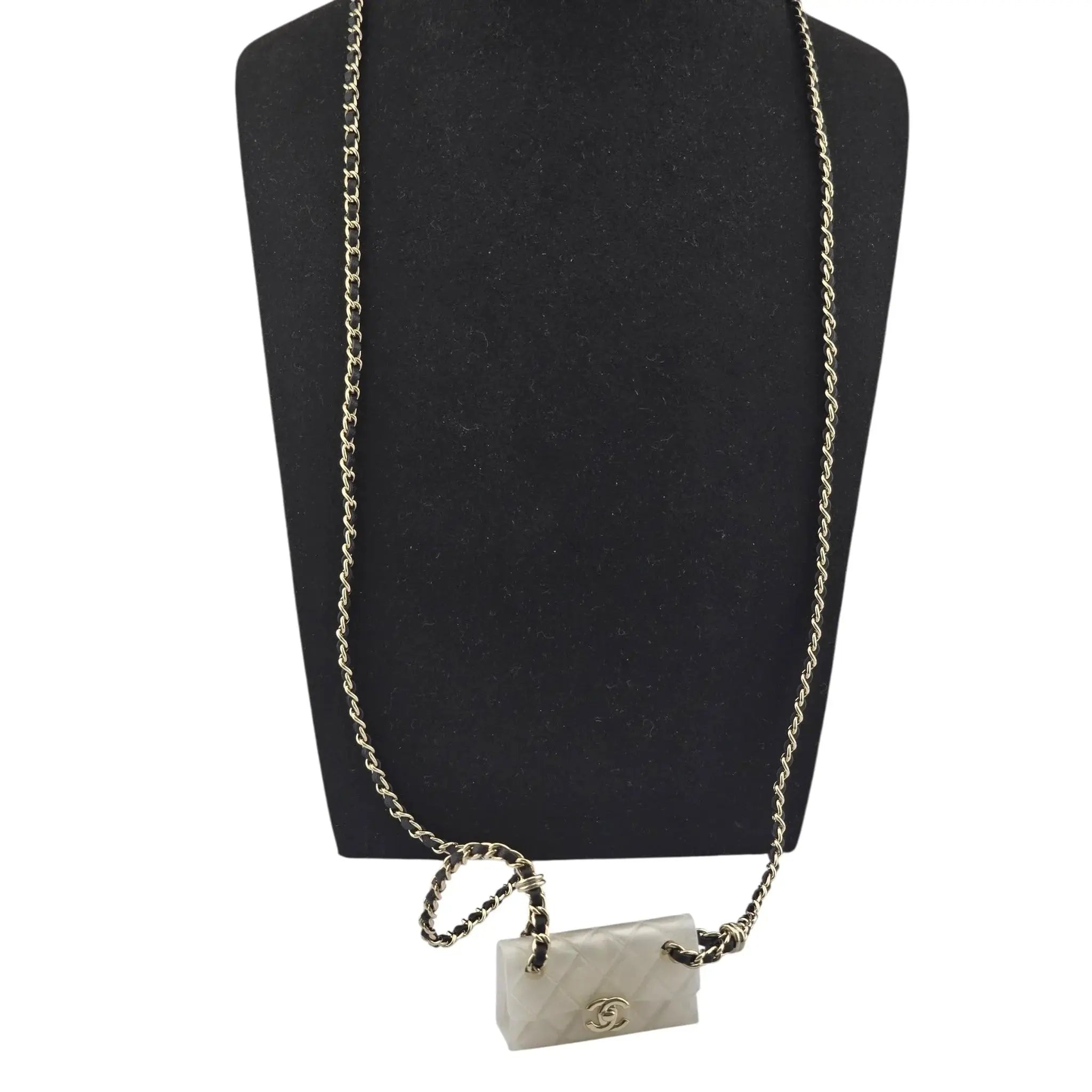Chanel CC Matelasse White Resin Bag Necklace 2023 CHANEL