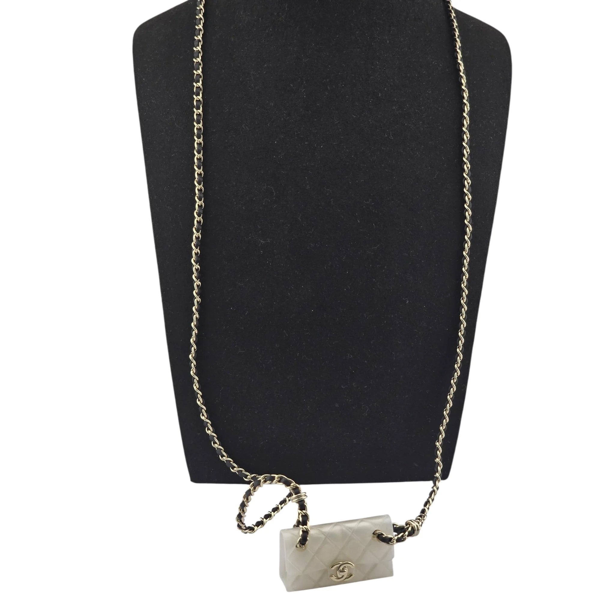 Chanel CC Matelasse White Resin Bag Necklace 2023 CHANEL