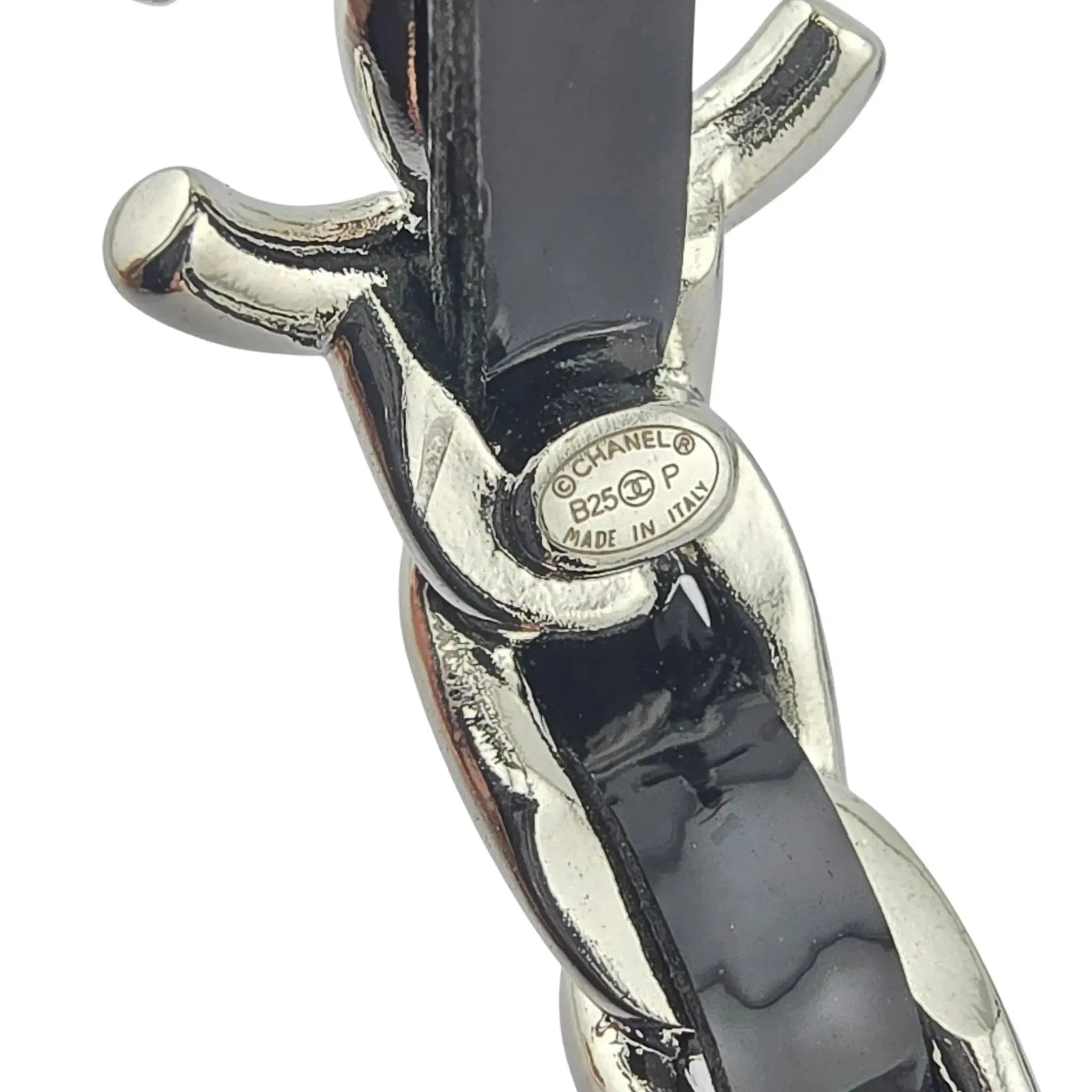 Chanel CC Leather Black Hoop Earrings 2025 CHANEL