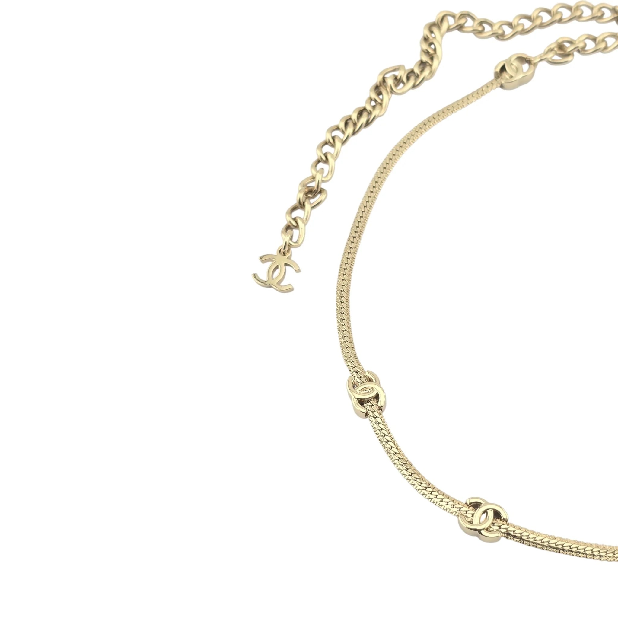 Chanel CC Thin Choker Necklace Gold 2024 CHANEL