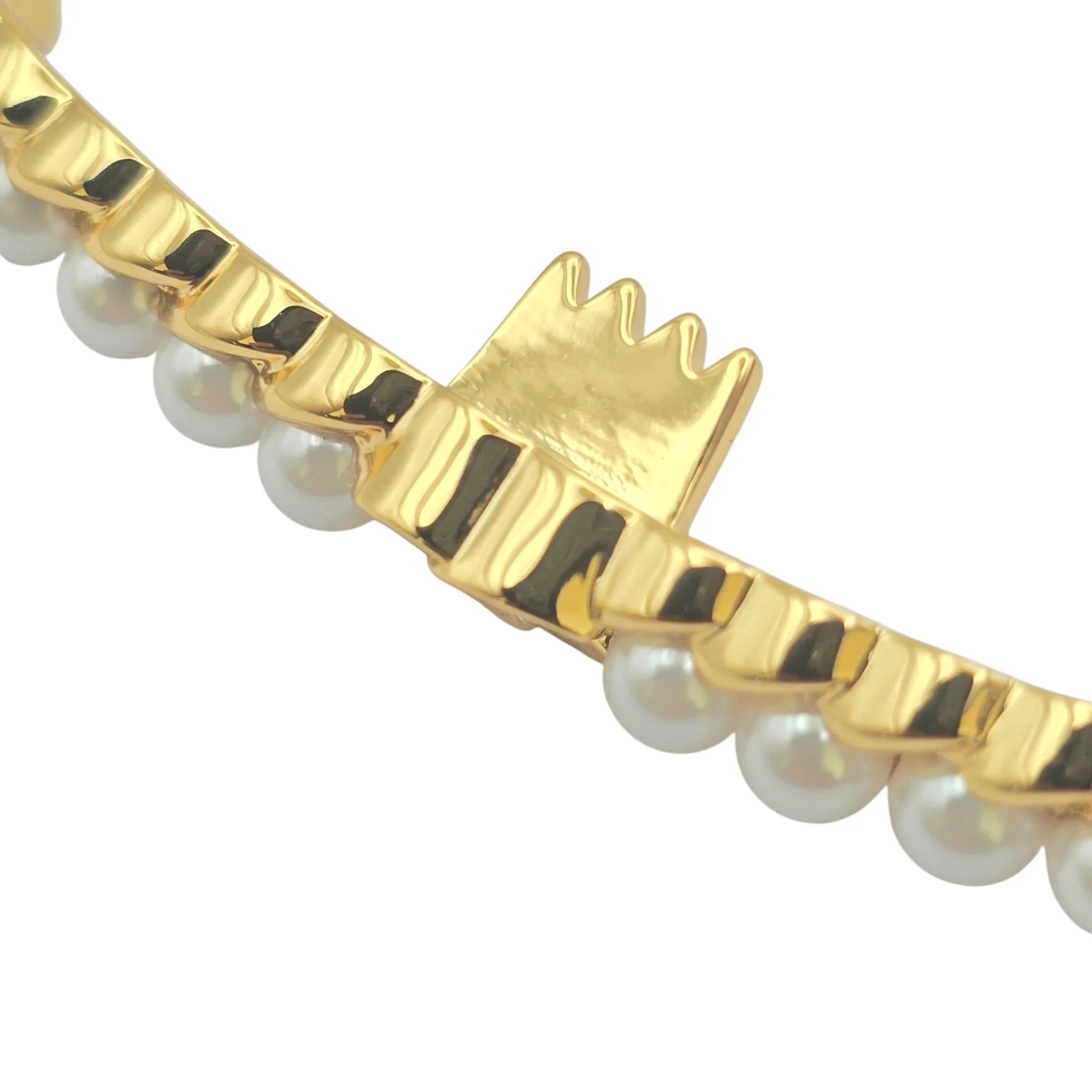 Chanel CC Faux Pearl Gold Hair Barrette Clip B23 CHANEL