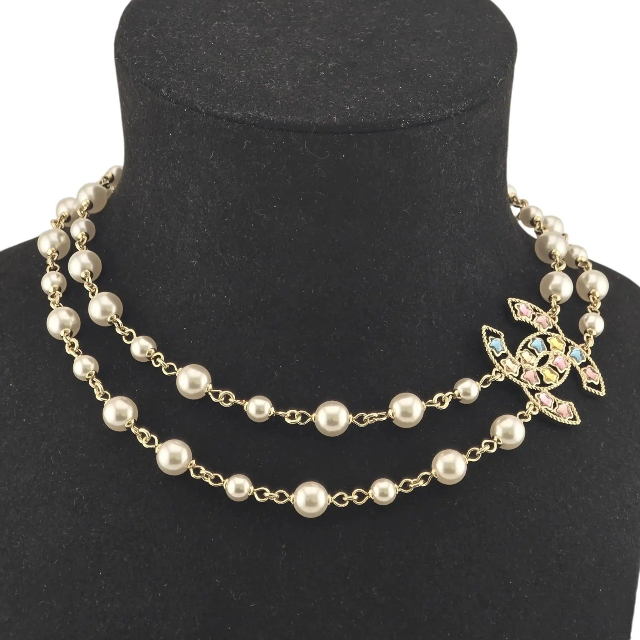 Chanel CC Multicoloured Faux Pearl Necklace 2025 CHANEL