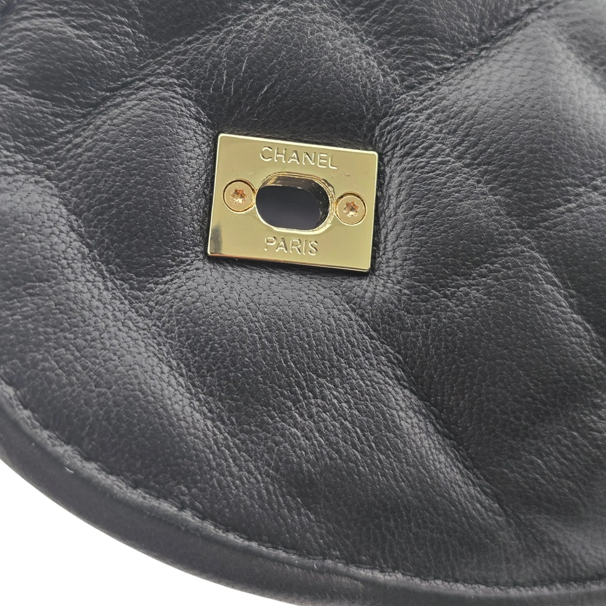 Chanel CC Lambskin Quilted Turnlock Loafers 39 Black CHANEL