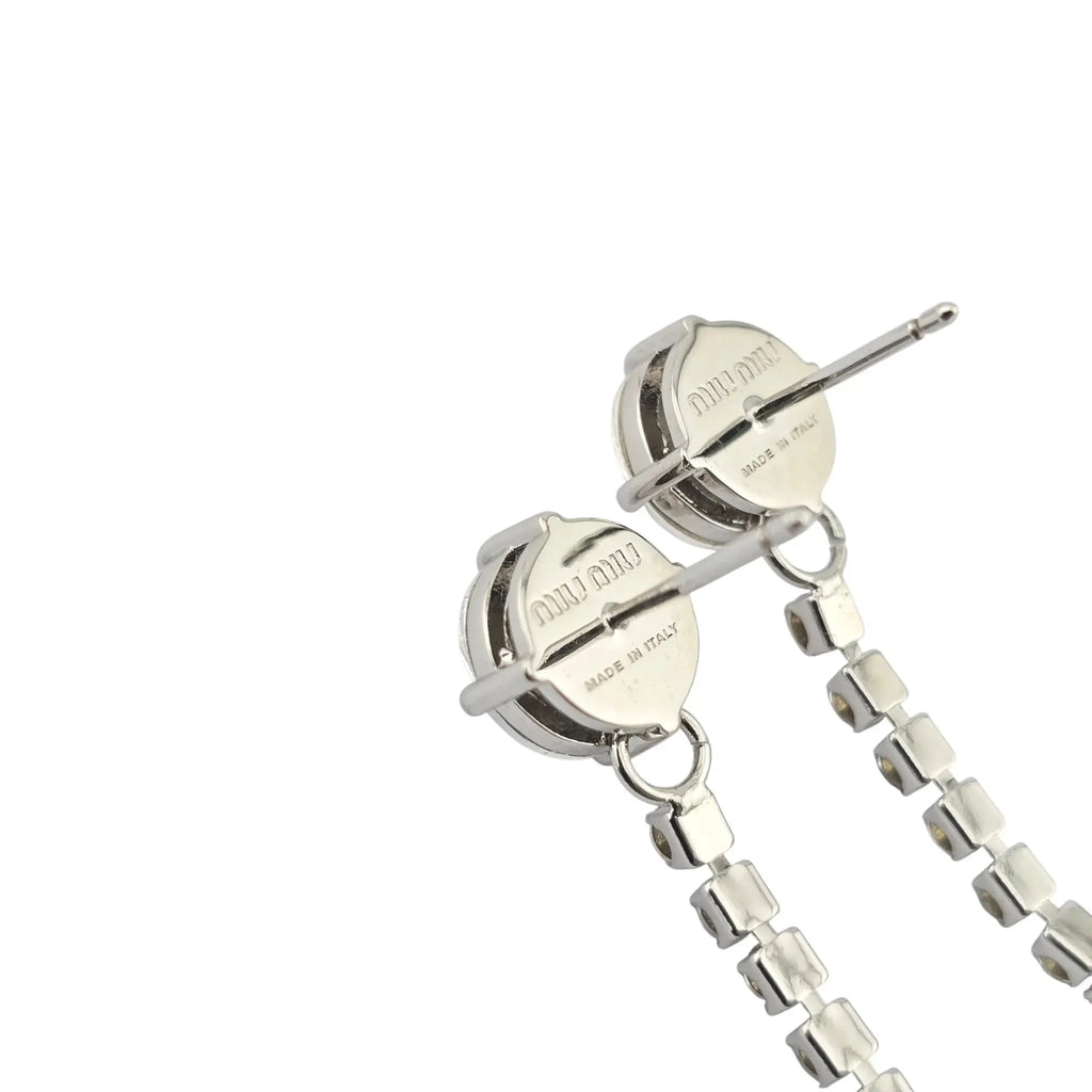 Miu Miu Logo Silver Crystal Earrings MIU MIU