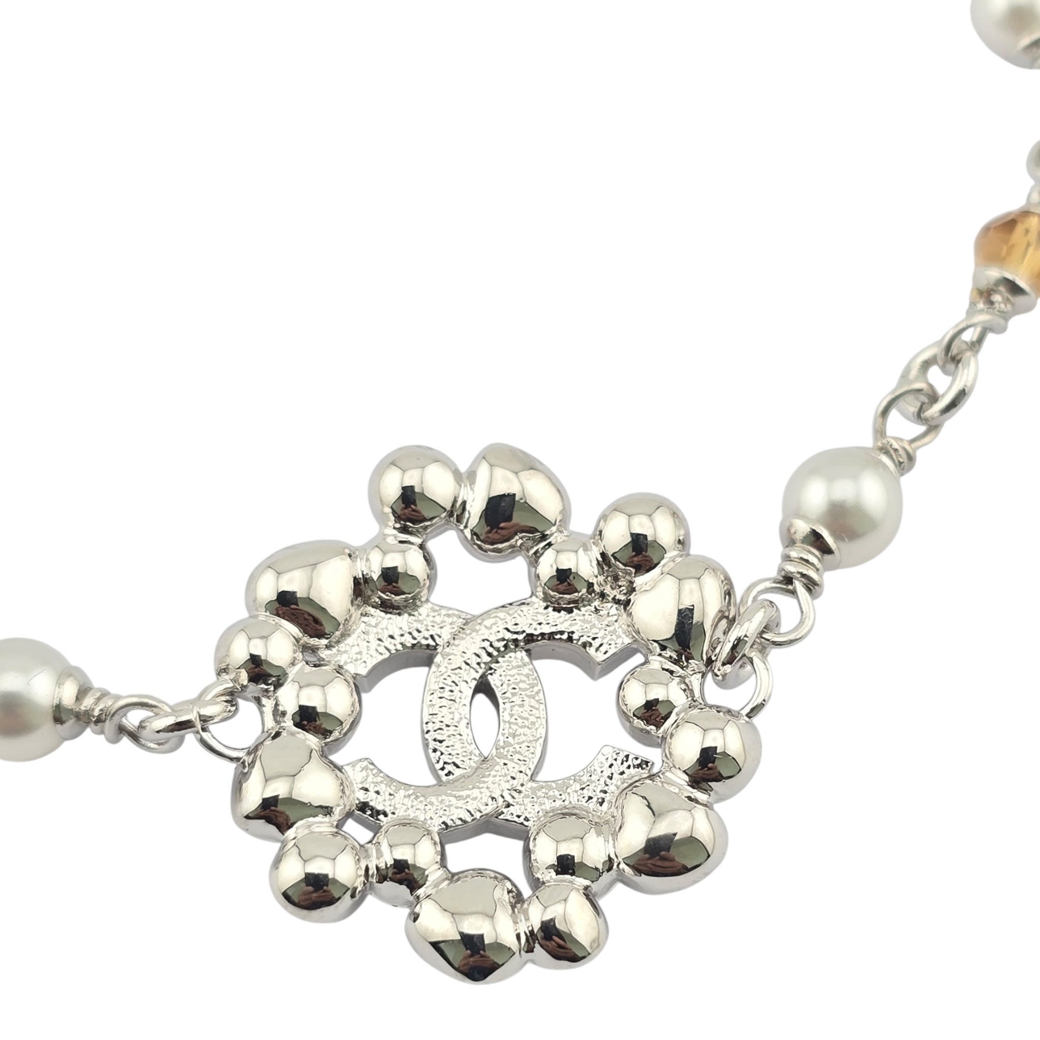 Chanel CC Silver Resin Pendant Necklace 2025 CHANEL