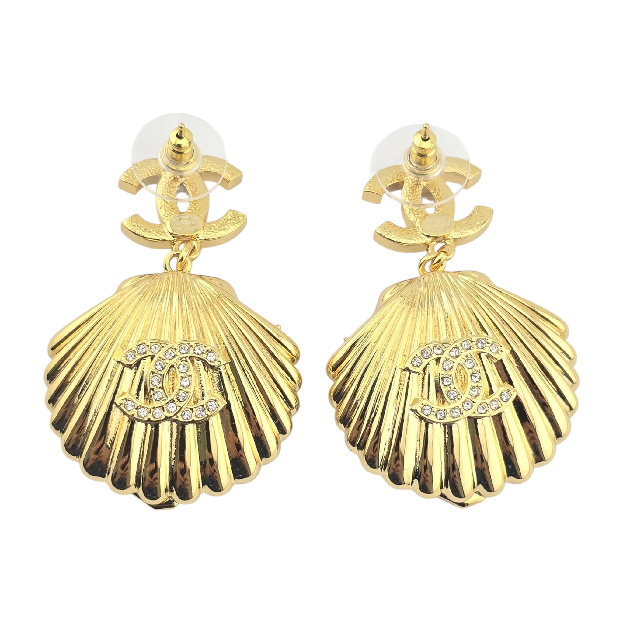 Chanel CC Shell Gold Faux Pearls Earrings 2025 CHANEL