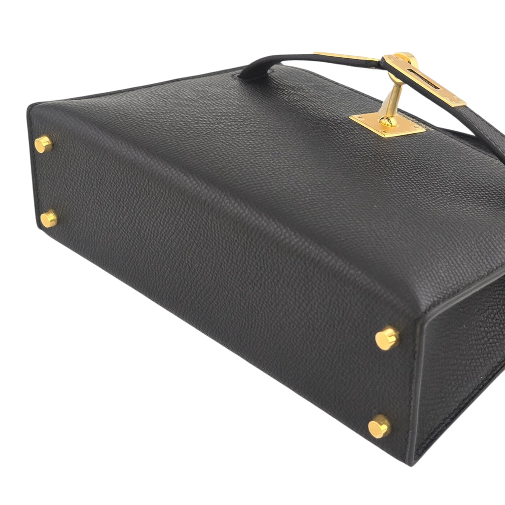 Hermes Mini Kelly II Epsom Noir Gold Hardware Bag HERMES