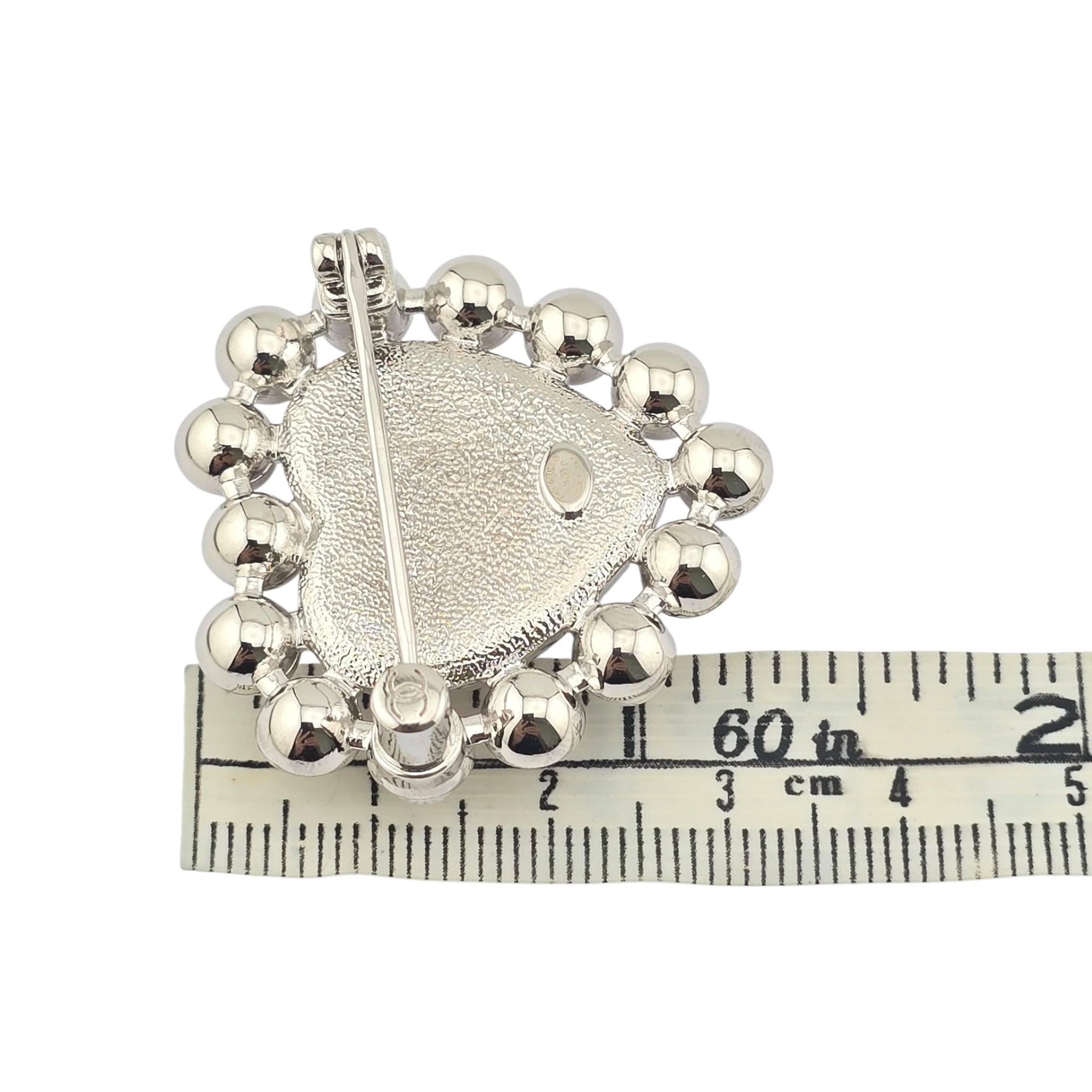 Chanel CC Silver Pink Heart Crystal Faux Pearl Brooch 2025 CHANEL
