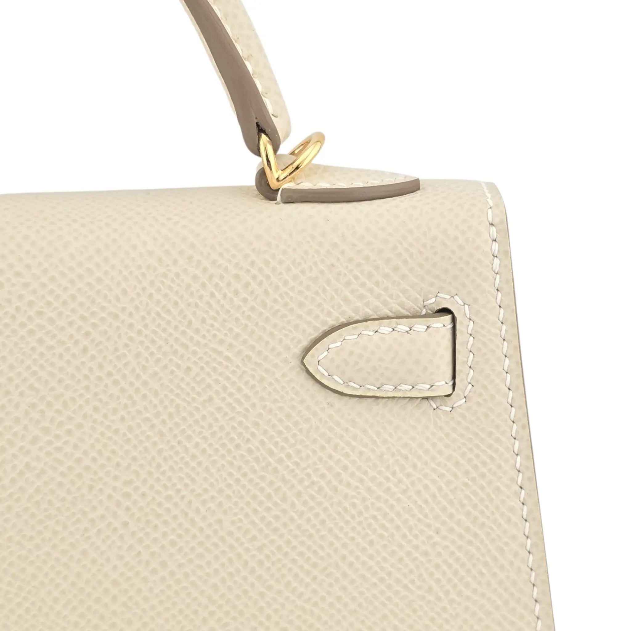 Hermes Mini Kelly II Epsom Craie Gold Hardware Bag HERMES