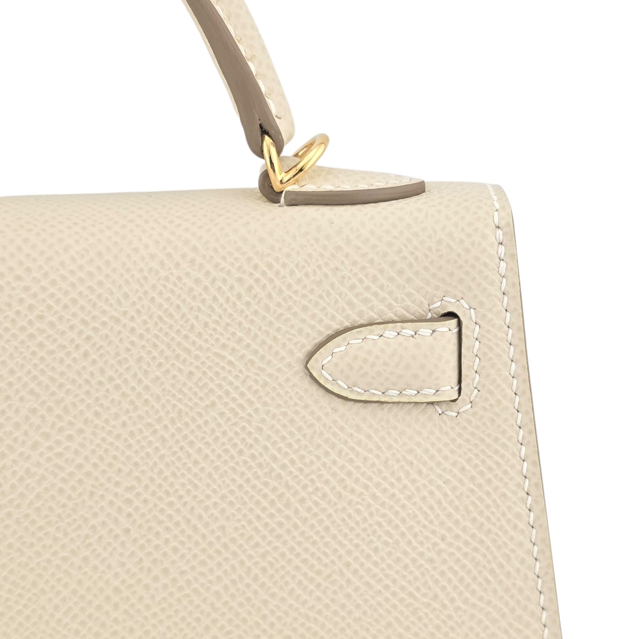 Hermes Mini Kelly II Epsom Craie Gold Hardware Bag HERMES