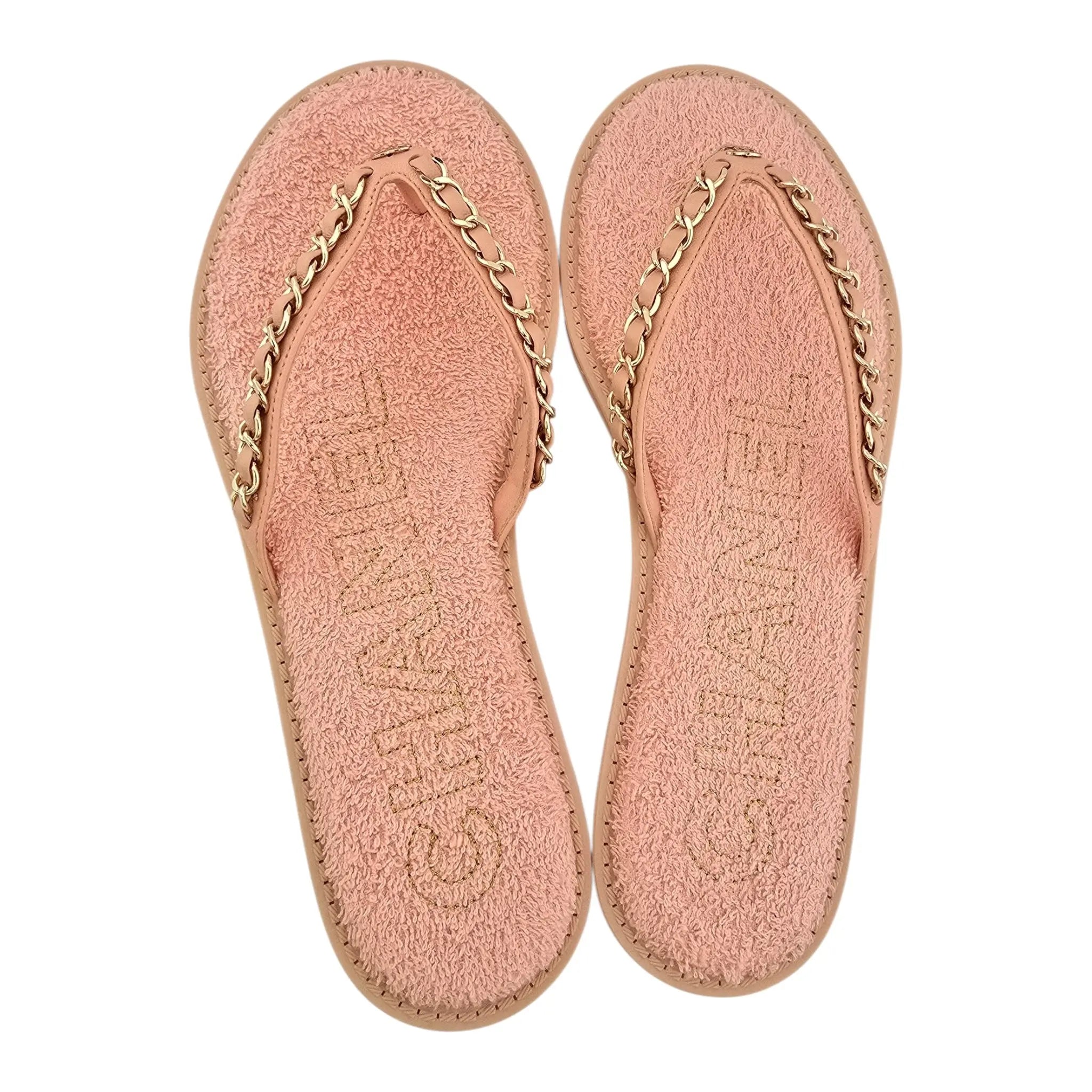 Chanel CC Calfskin Chain Thong Pink Sandals 39 UK6 CHANEL