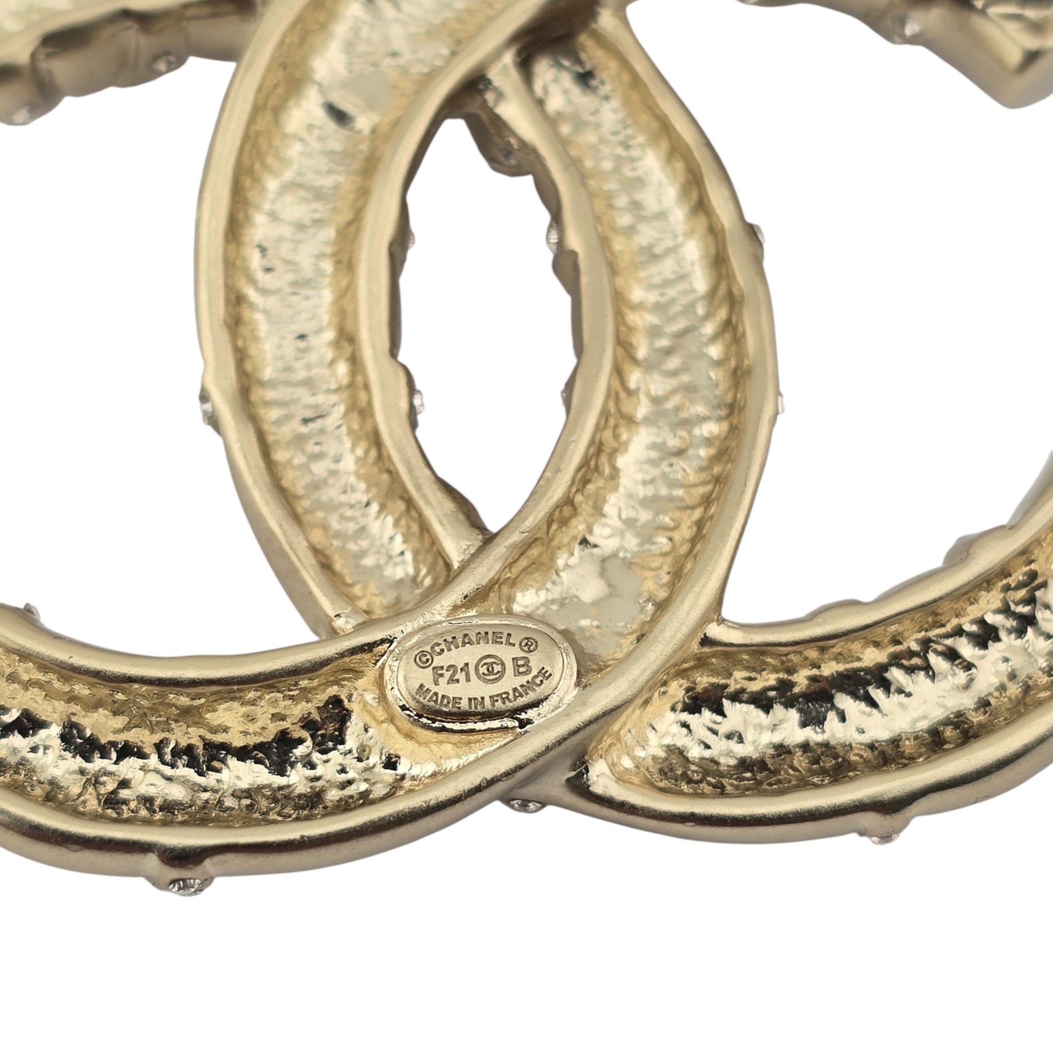 Chanel Crystal CC Logo Brooch Gold 2021
