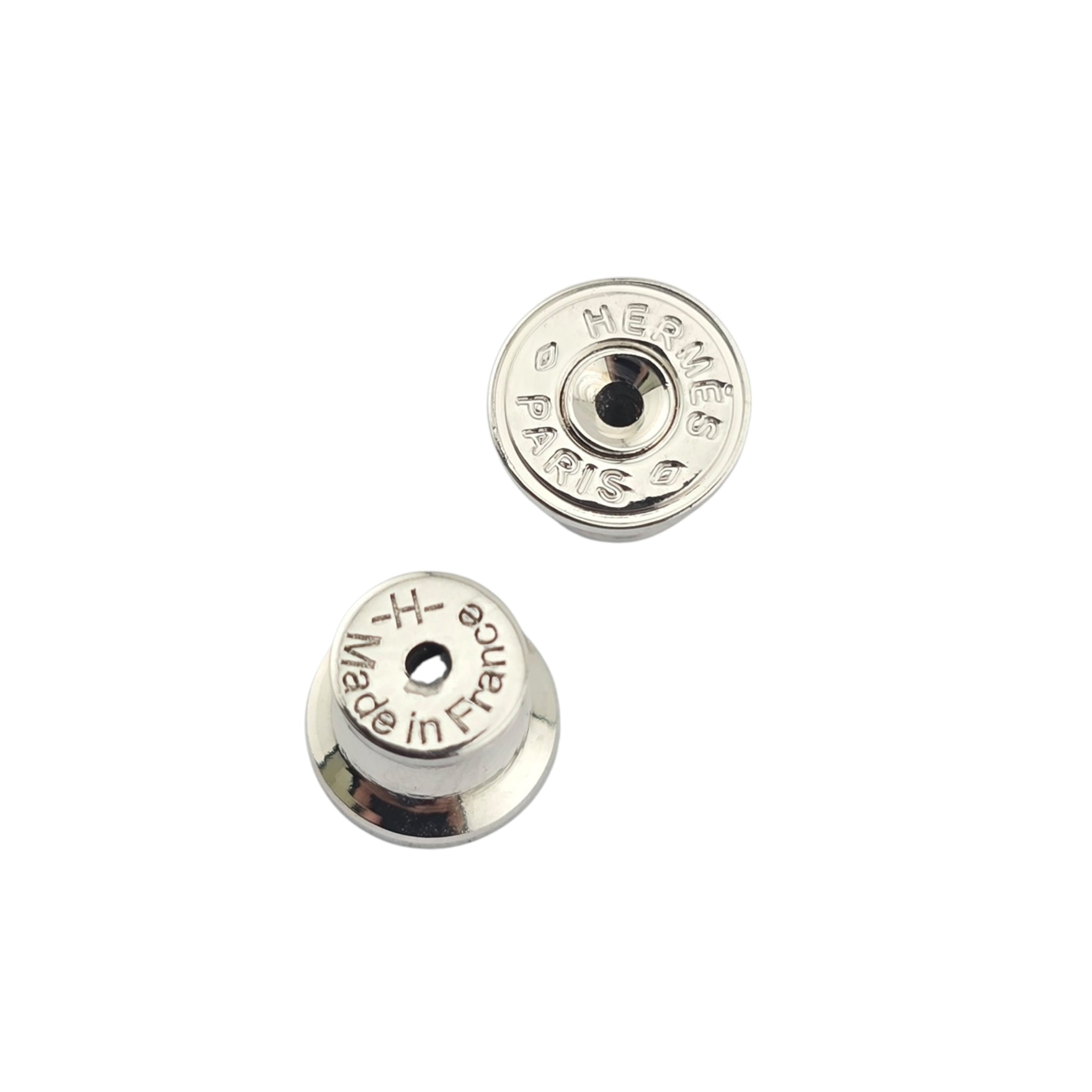 Hermes Athena Large White Silver Earrings