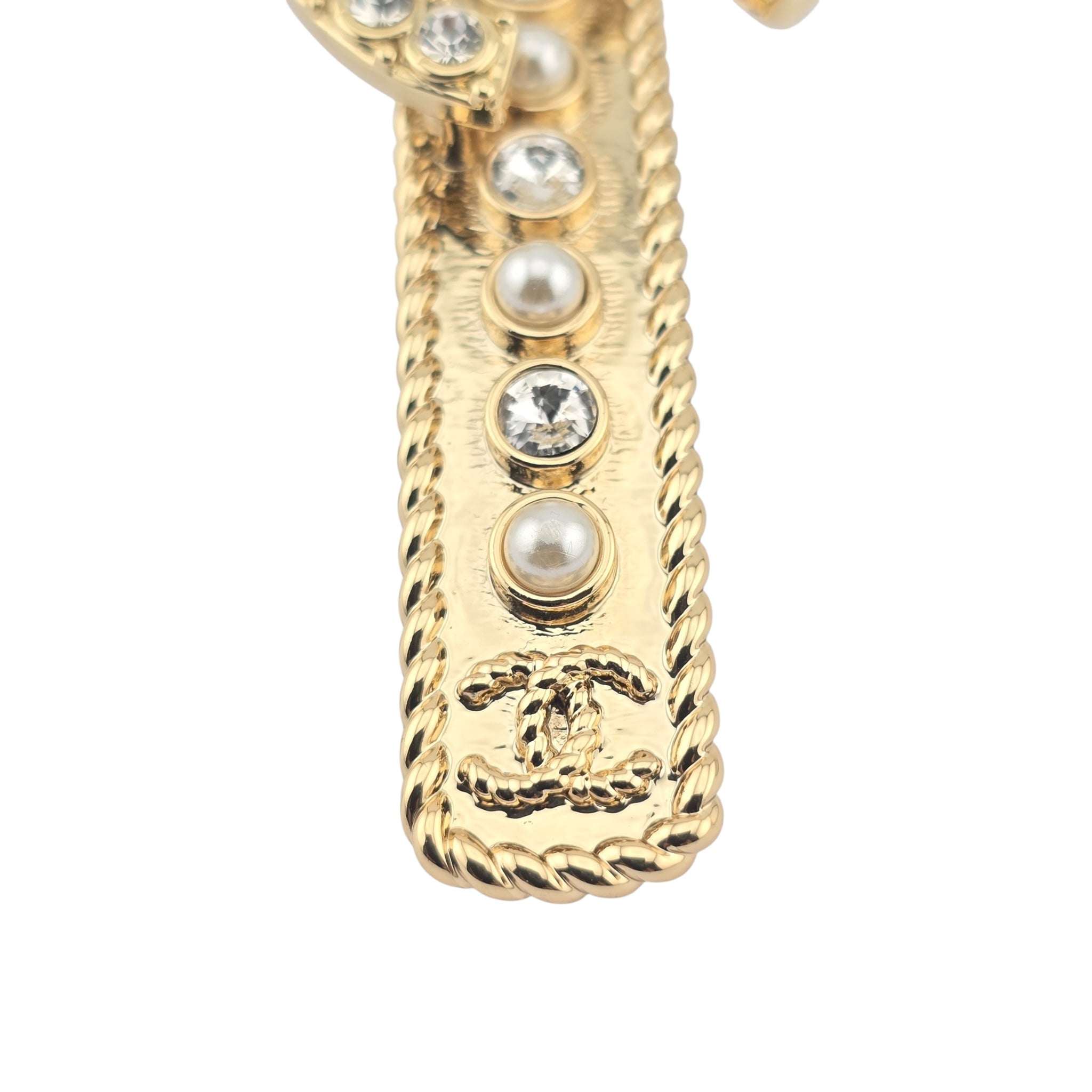 Chanel CC Faux Pearl and Diamante Hair Barrette 2022