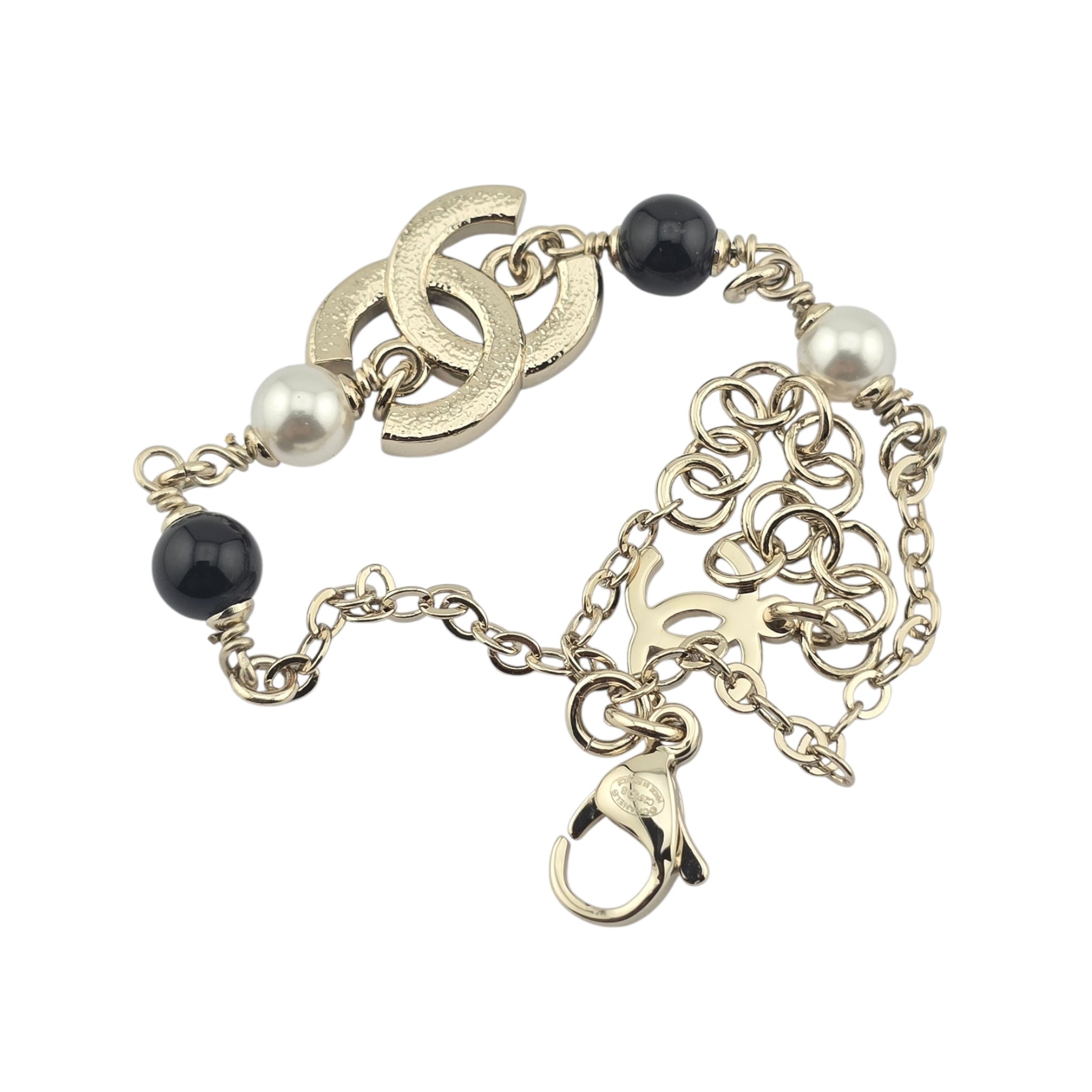 Chanel CC Gold Black Crystal Bracelet