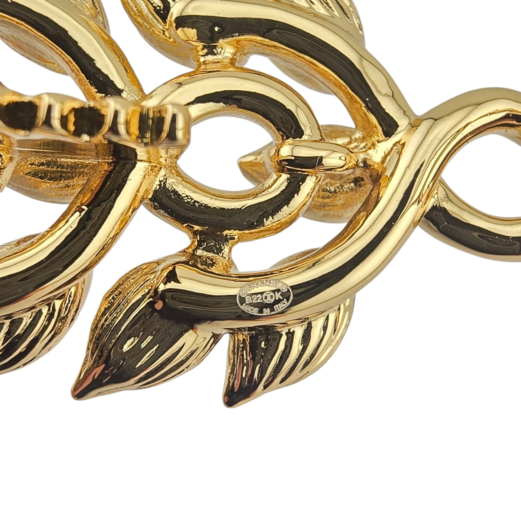 Chanel CC Gold Crystal Leaf Hair Pin 2022