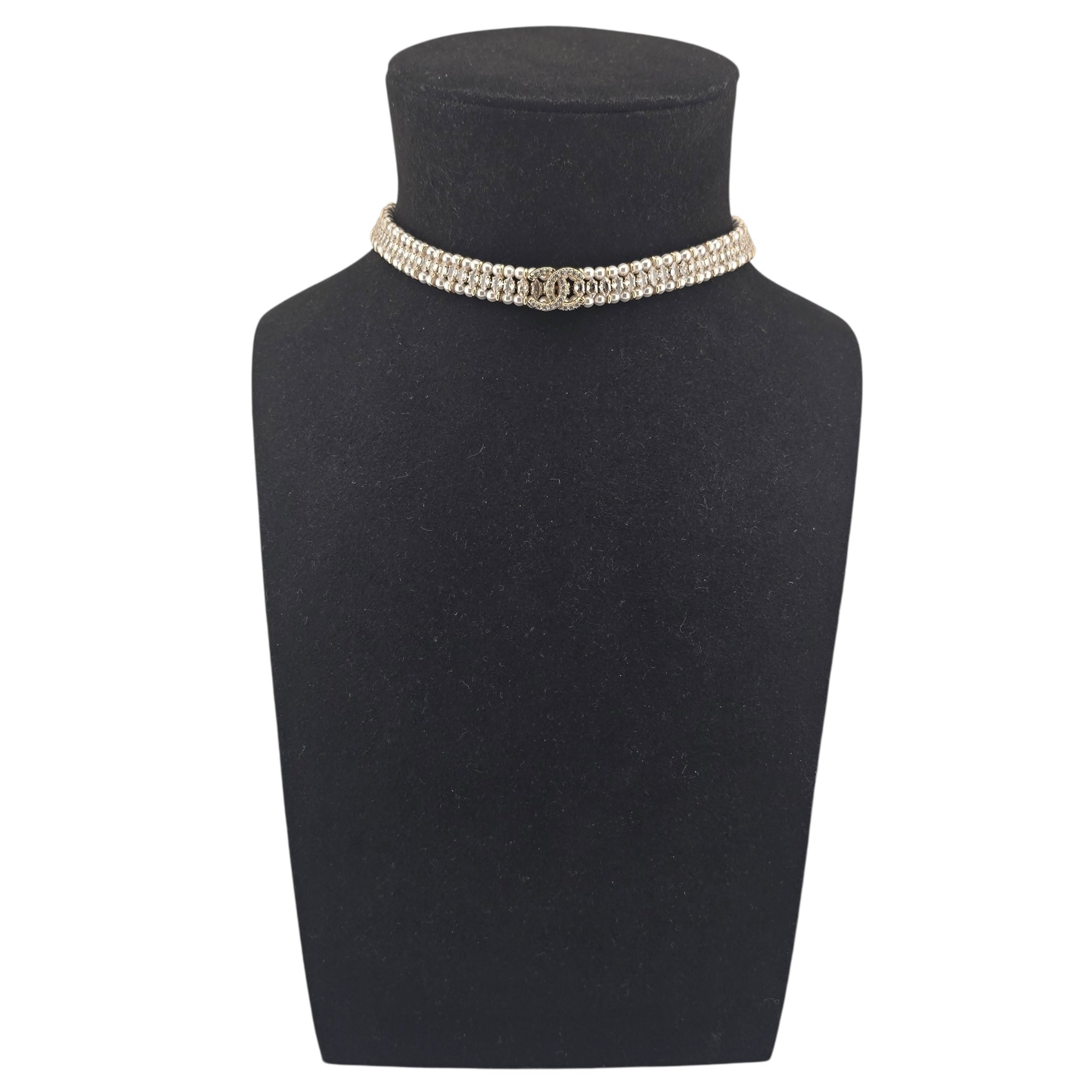 Chanel CC Faux Pearl Crystal Choker 2022
