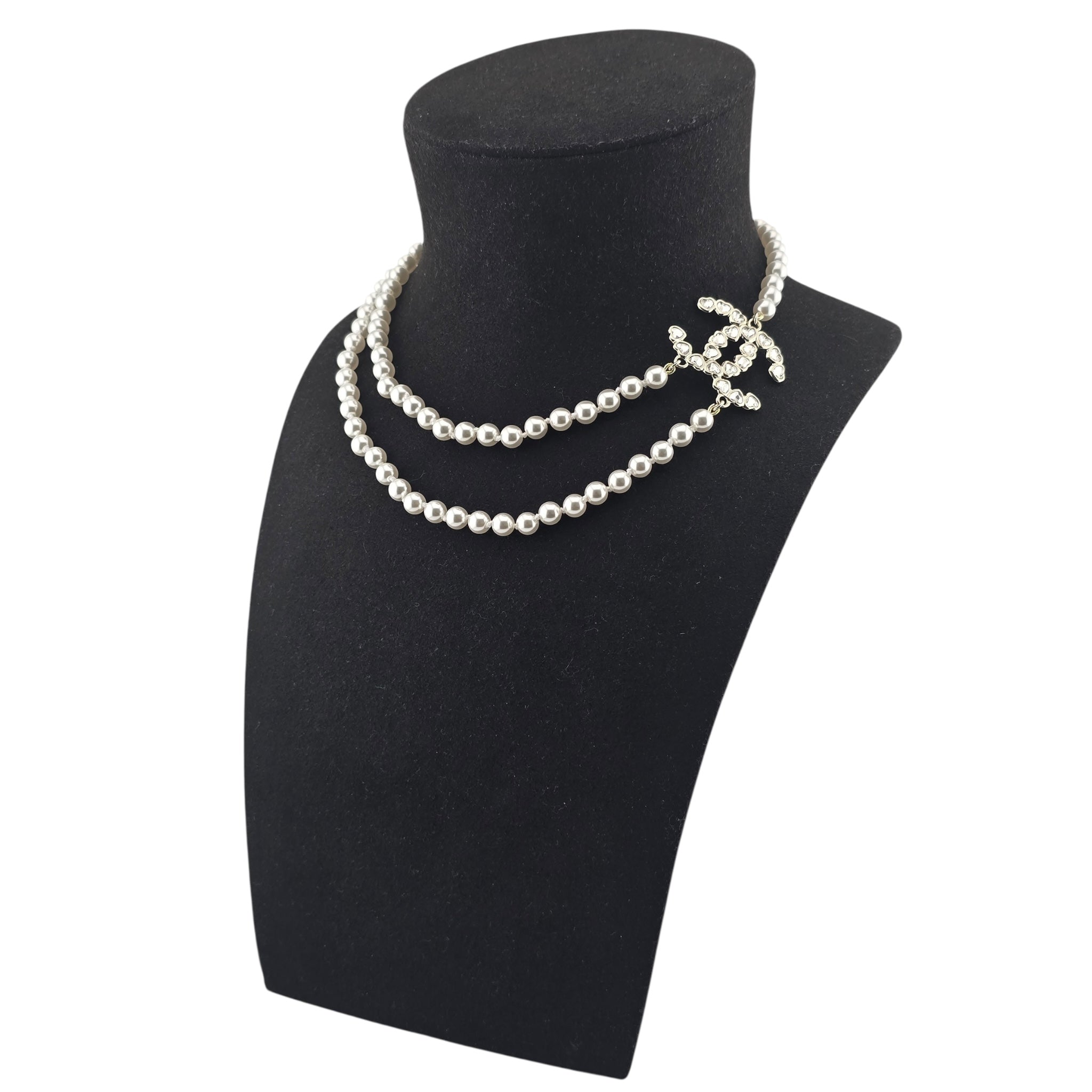 Chanel CC Double Row Faux Pearl Necklace 2025