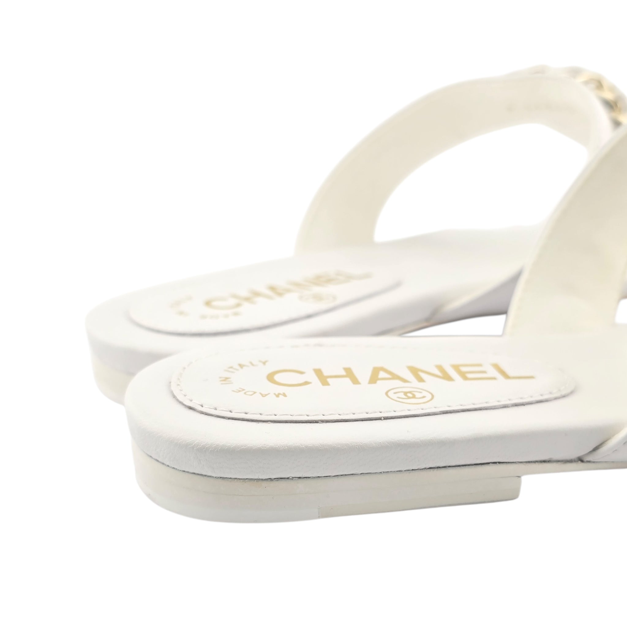 Chanel CC White Turnlock Sandals - 39