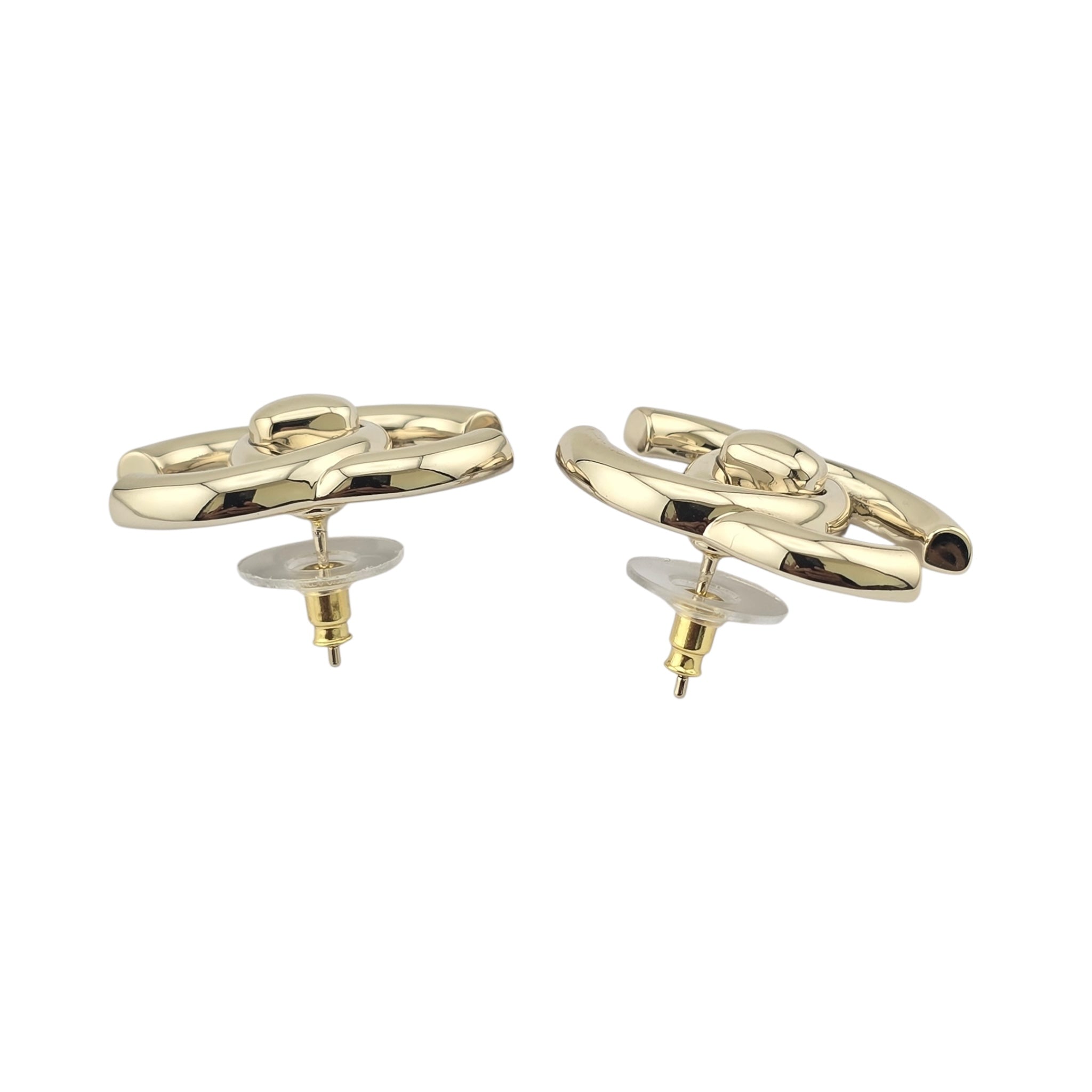 Chanel Metal CC Turnlock Earrings Gold