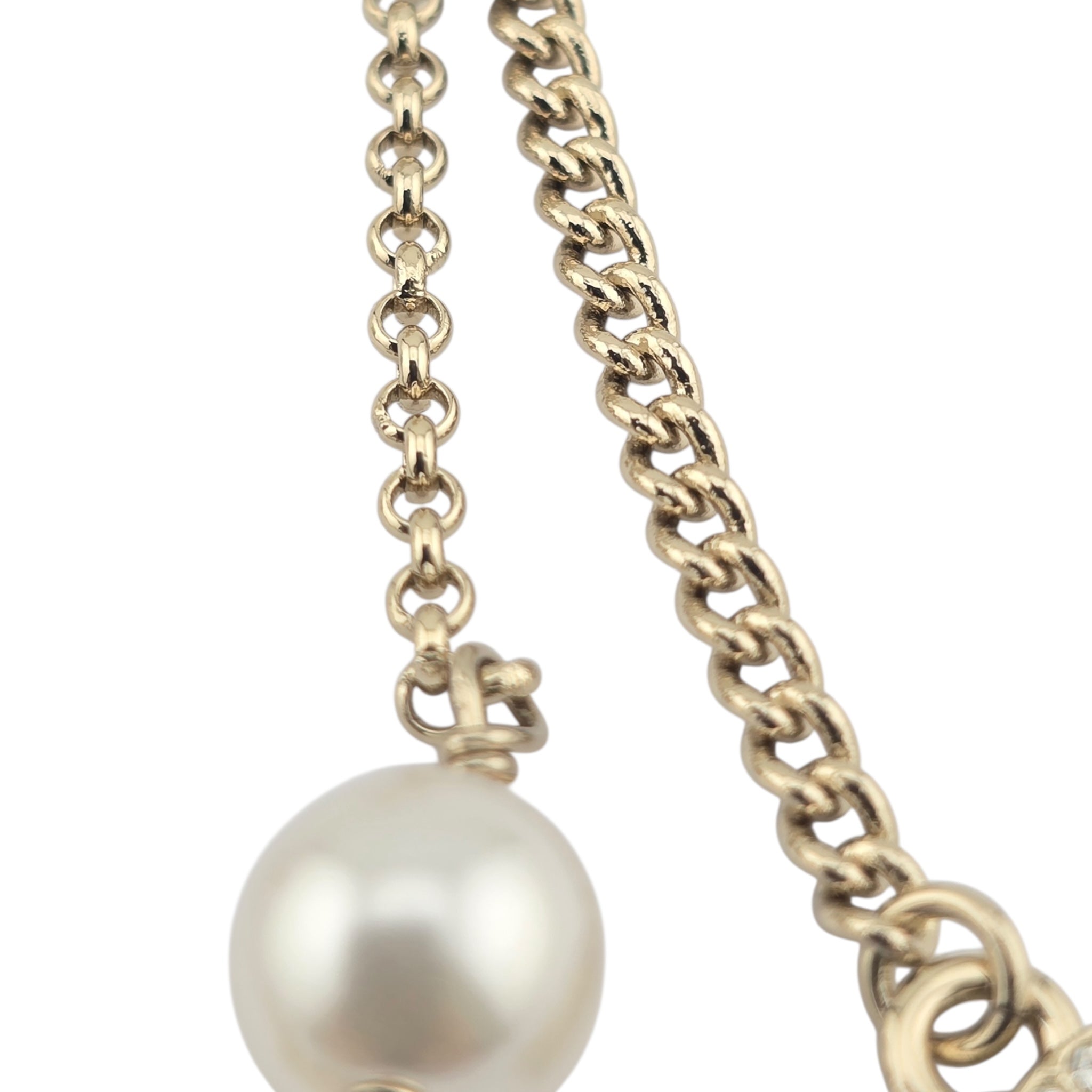 Chanel Crystal Pearl CC Star Drop Earrings Gold 2025