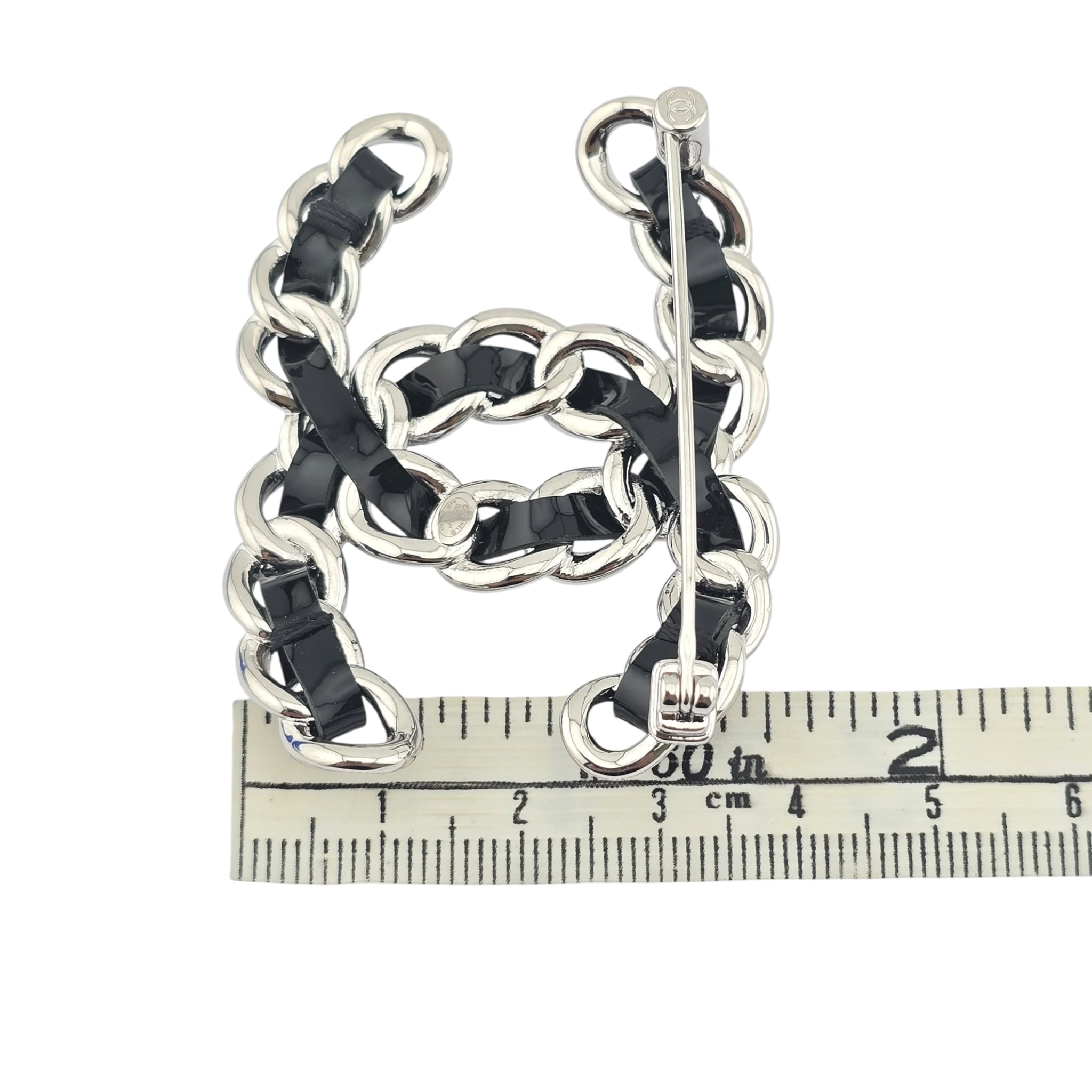 Chanel Lambskin Chain CC Brooch Black Silver 2025