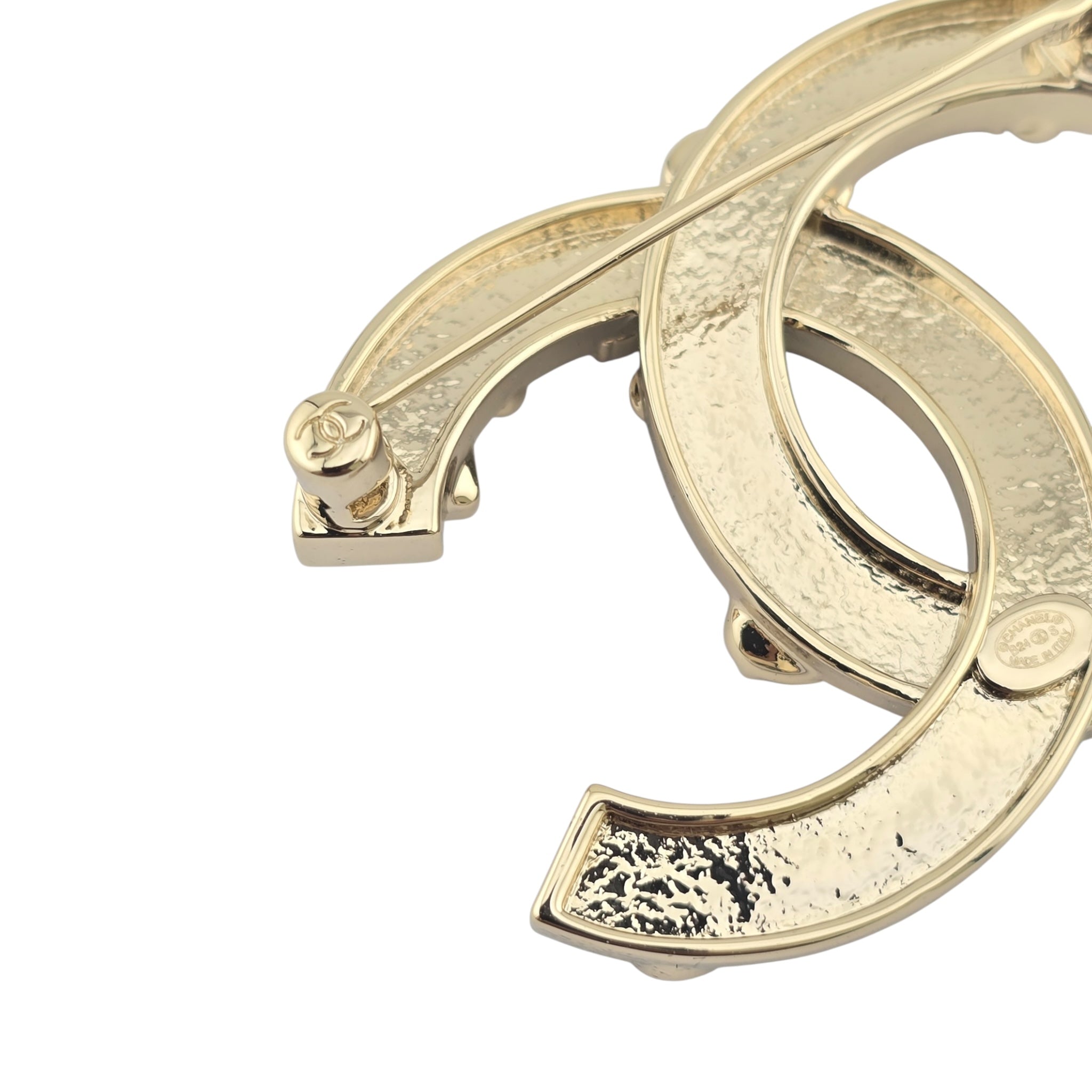 Chanel CC Black Gold Enamel Brooch 2024