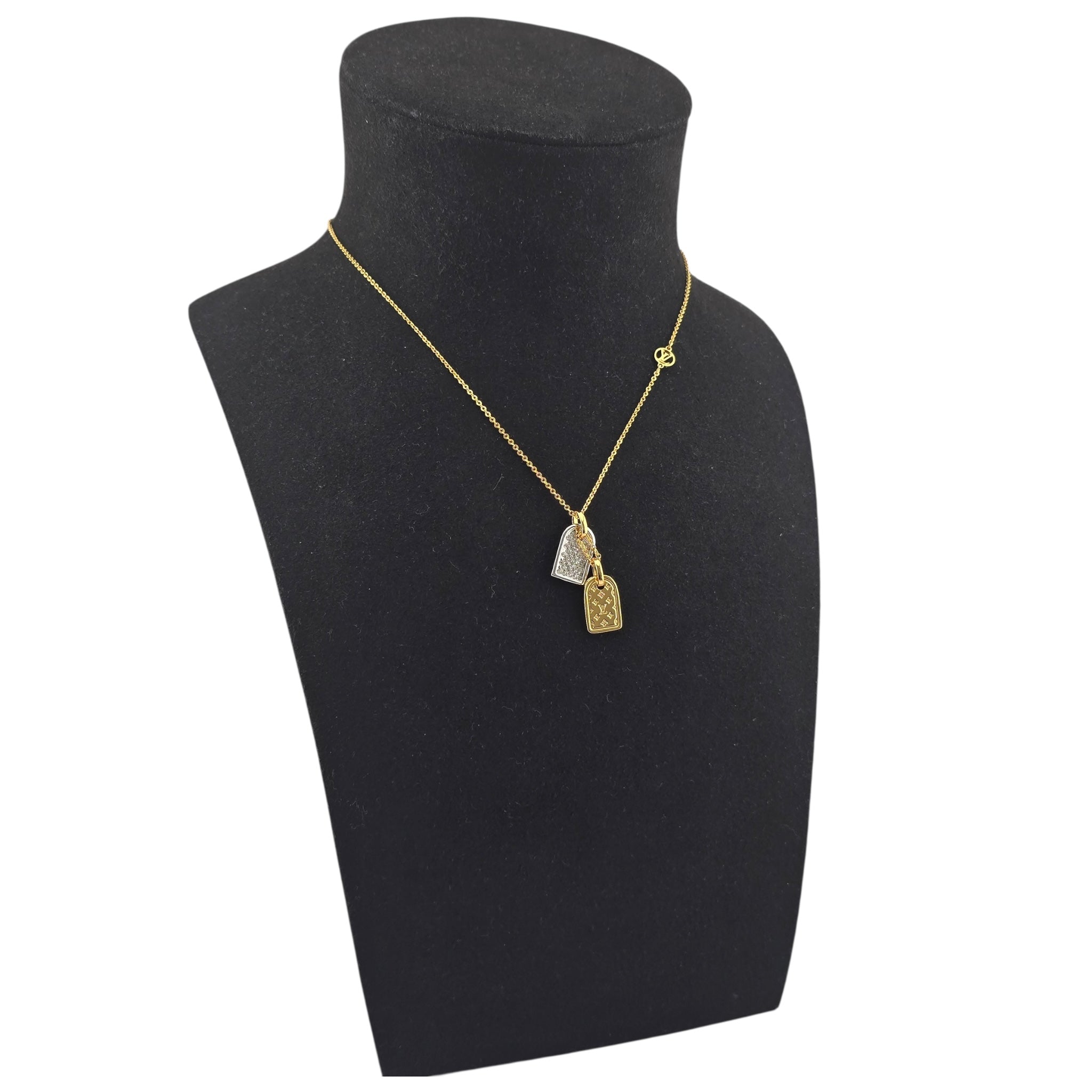 Louis Vuitton LV Nanogram Name Tag Necklace Gold