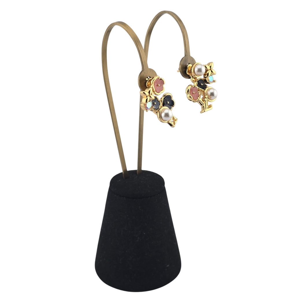 Louis Vuitton LV Metal Crystal Pearl Botanica Earrings Gold LOUIS VUITTON